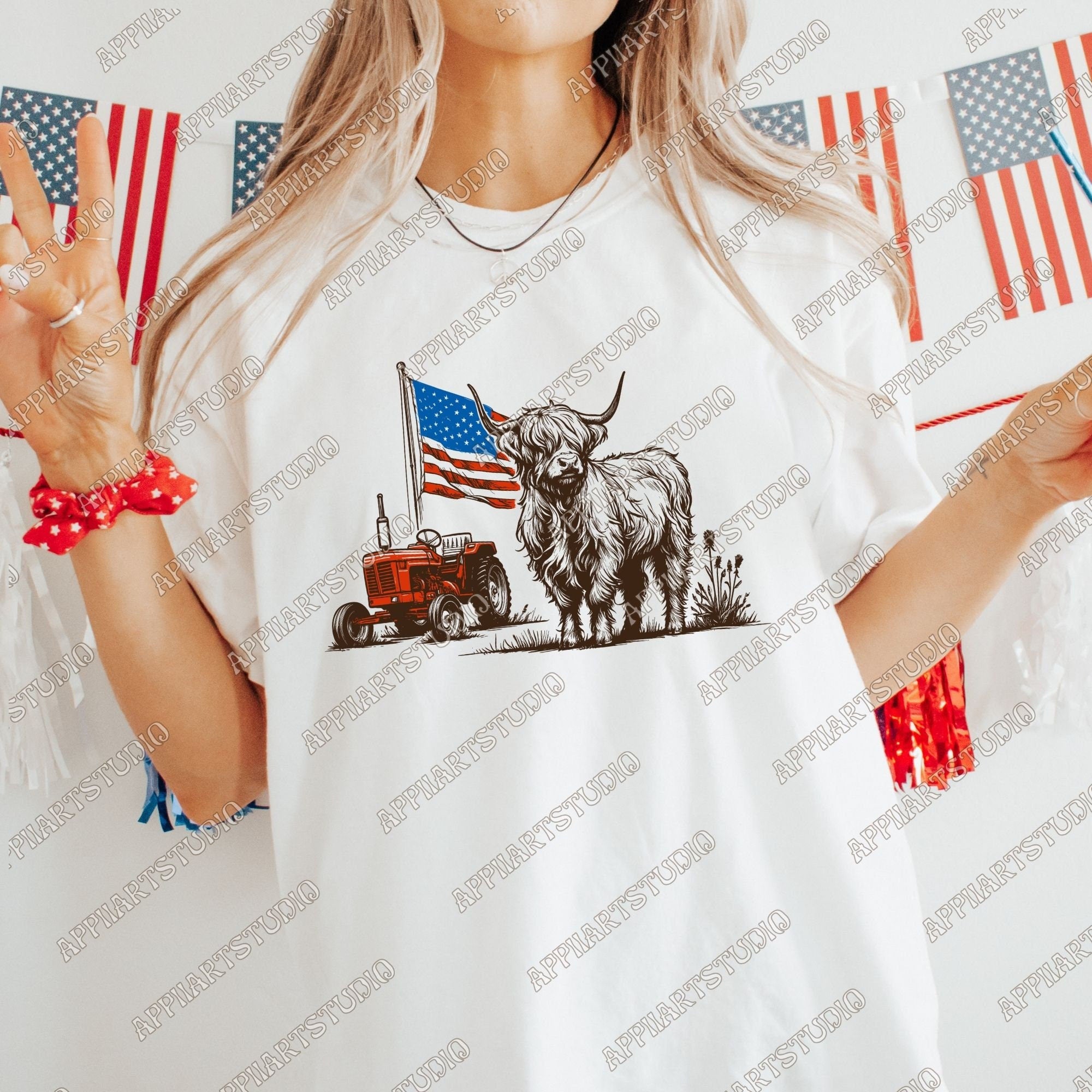 Western America Highland Cow png, America png, 4th Of july png, Western sublimation, American Flag Png, Usa png, America Designs, Freedom