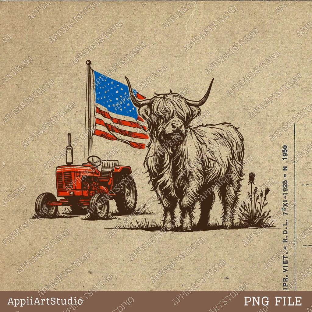 Western America Highland Cow png, America png, 4th Of july png, Western sublimation, American Flag Png, Usa png, America Designs, Freedom