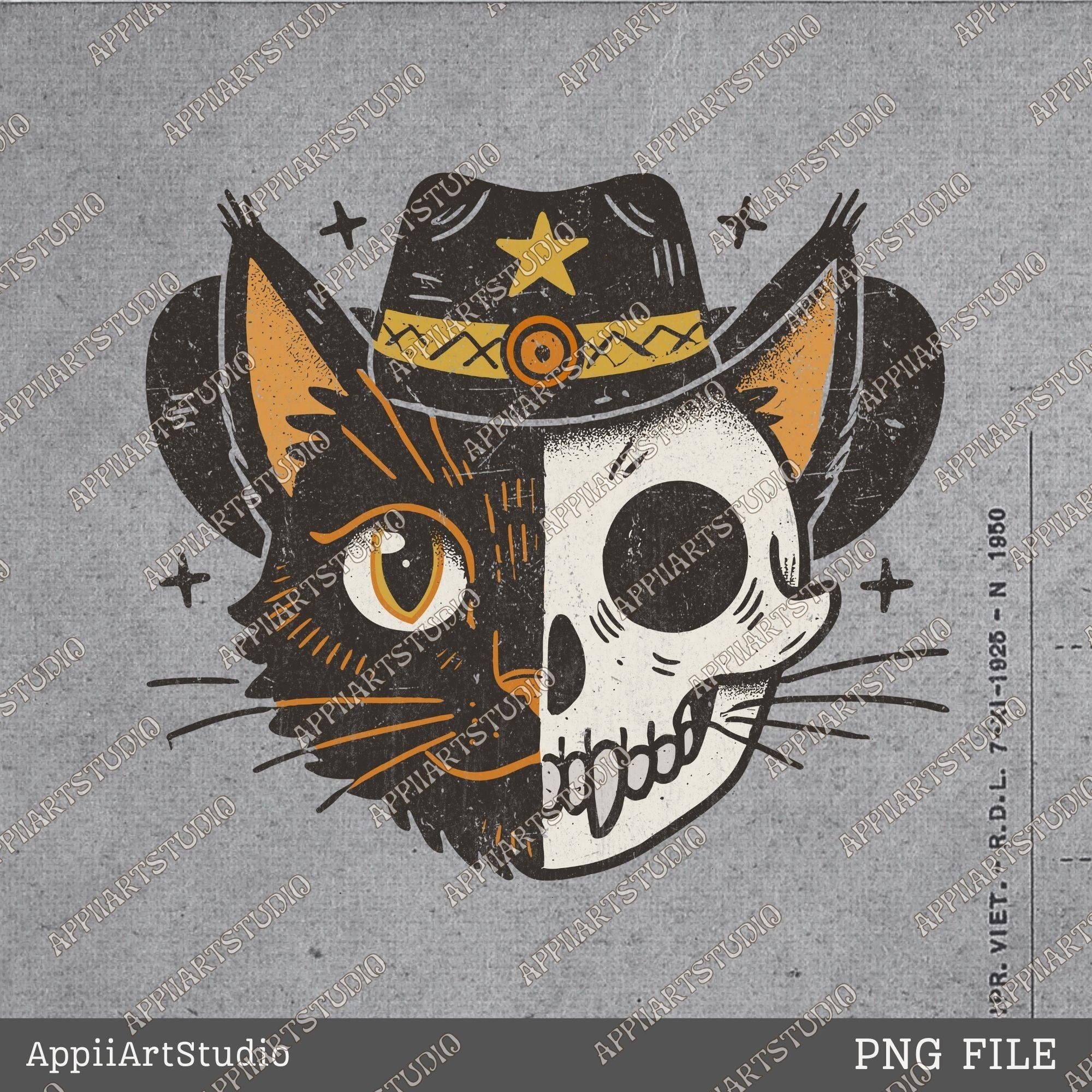 Black Cat Halloween Png, Ghost Cat Png, Halloween Png, Halloween Cat Shirt, Cowboy Cat Skull, Fall Png,Retro Halloween Png,Spooky Season Png
