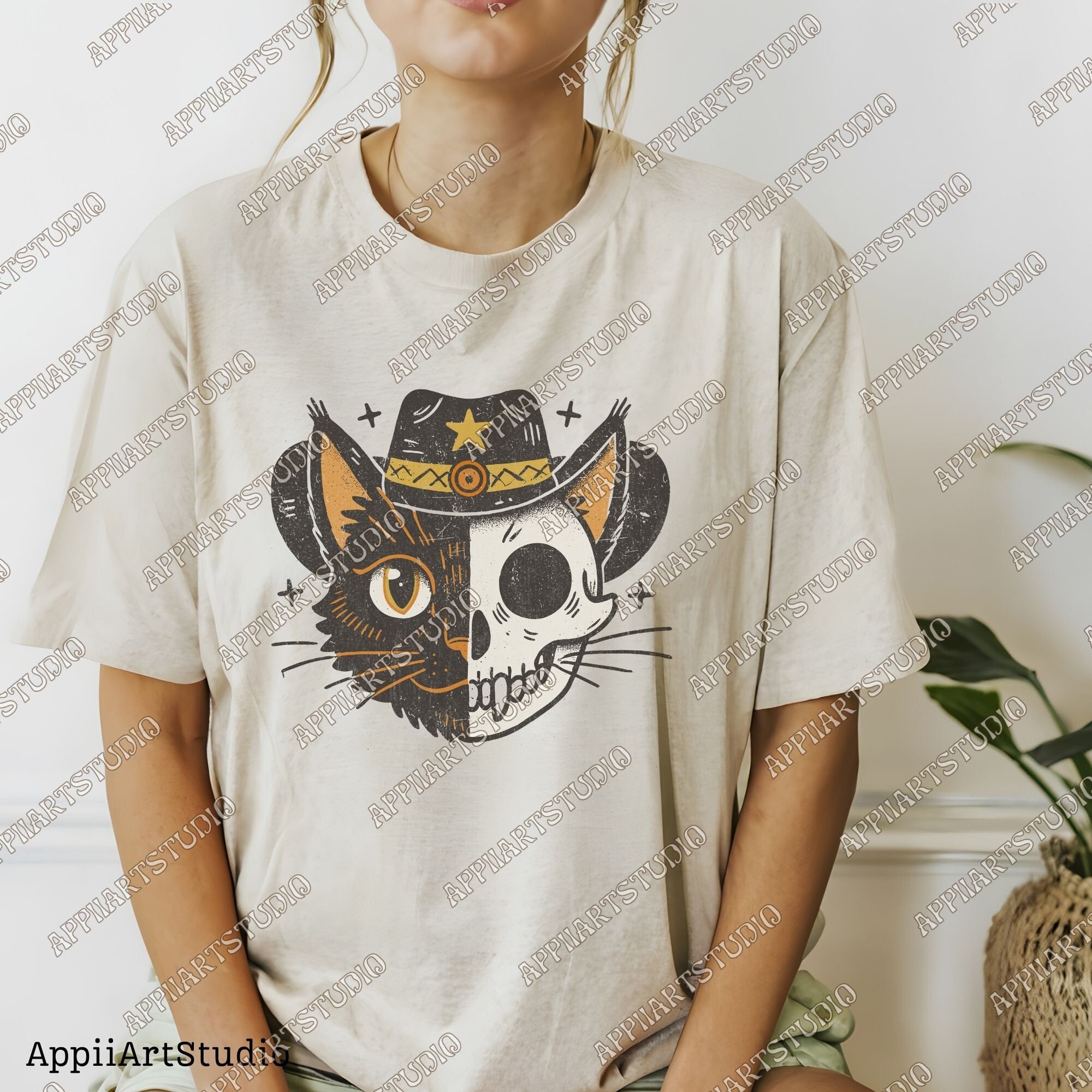 Black Cat Halloween Png, Ghost Cat Png, Halloween Png, Halloween Cat Shirt, Cowboy Cat Skull, Fall Png,Retro Halloween Png,Spooky Season Png
