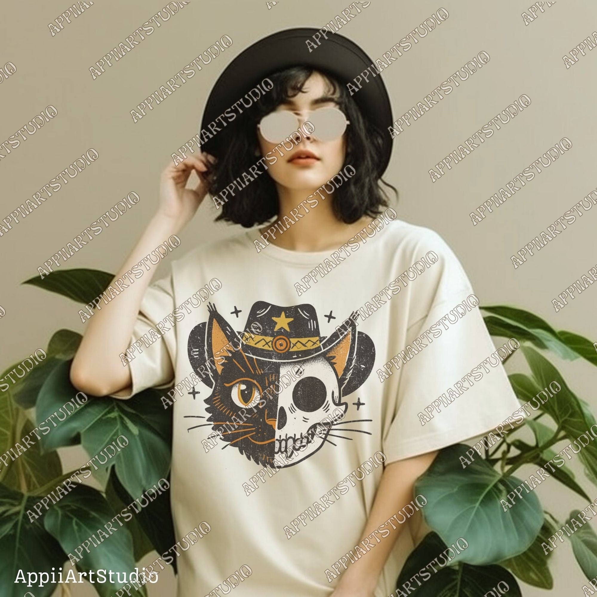 Black Cat Halloween Png, Ghost Cat Png, Halloween Png, Halloween Cat Shirt, Cowboy Cat Skull, Fall Png,Retro Halloween Png,Spooky Season Png