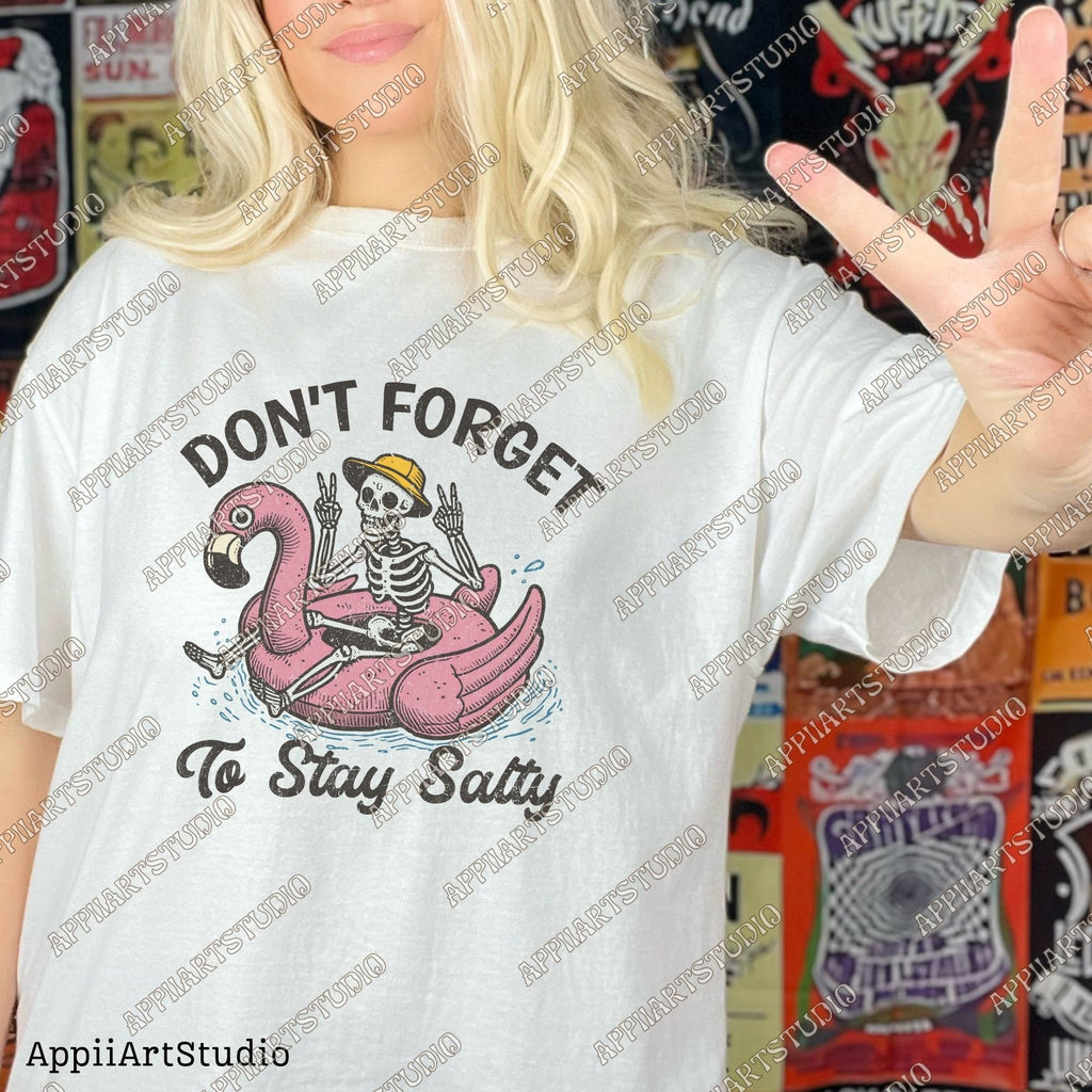 Don't Forget To Stay Salty Png, Salty Skeleton Png, Stay Salty Png, Beach Shirt, Funny Skeleton Beach Png, summertime western png