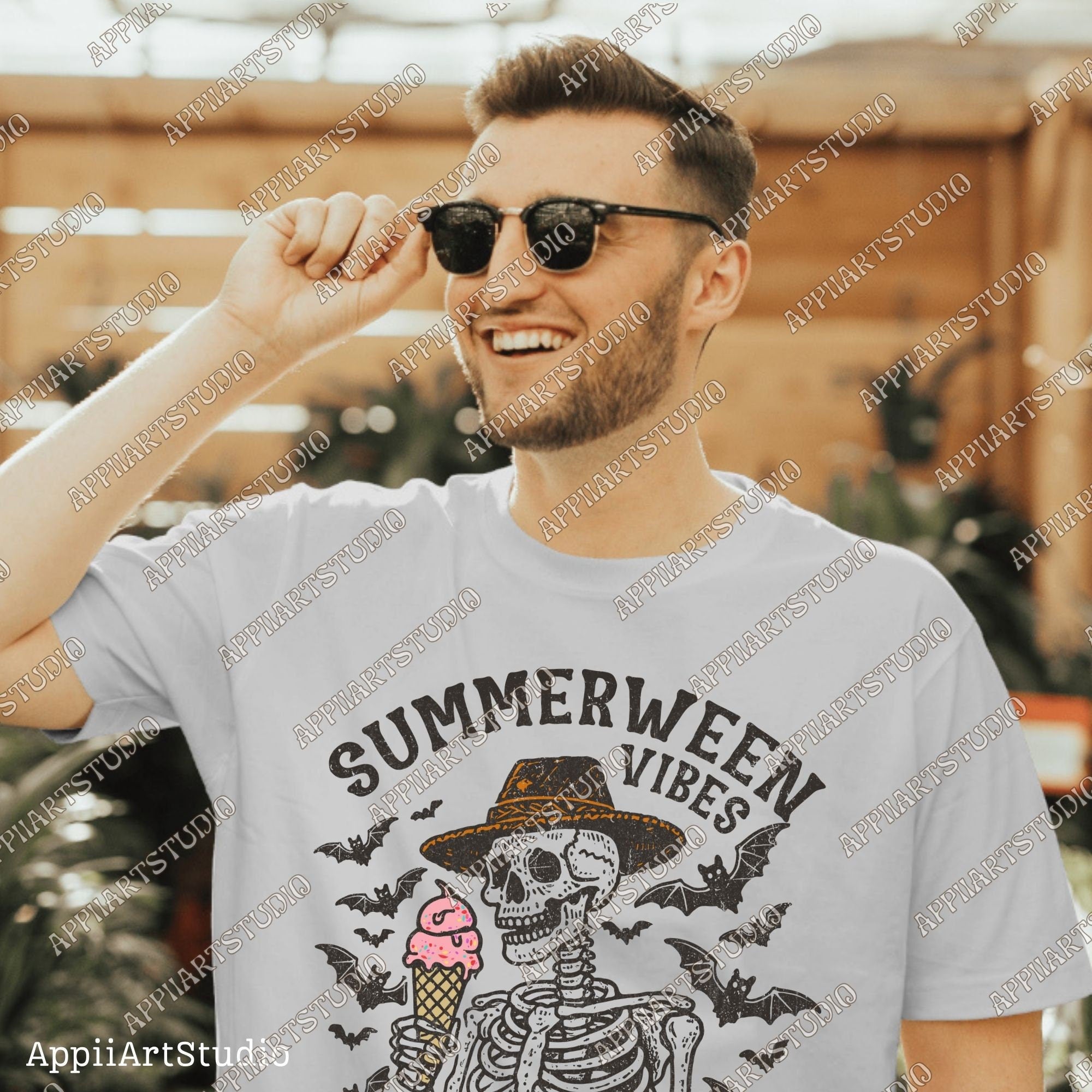 Summerween Vibes Png, Skeleton with icecream Png, Spooky Summer Png, Summer Vibes Skeleton, Funny Skeleton Beach Png, summertime western png