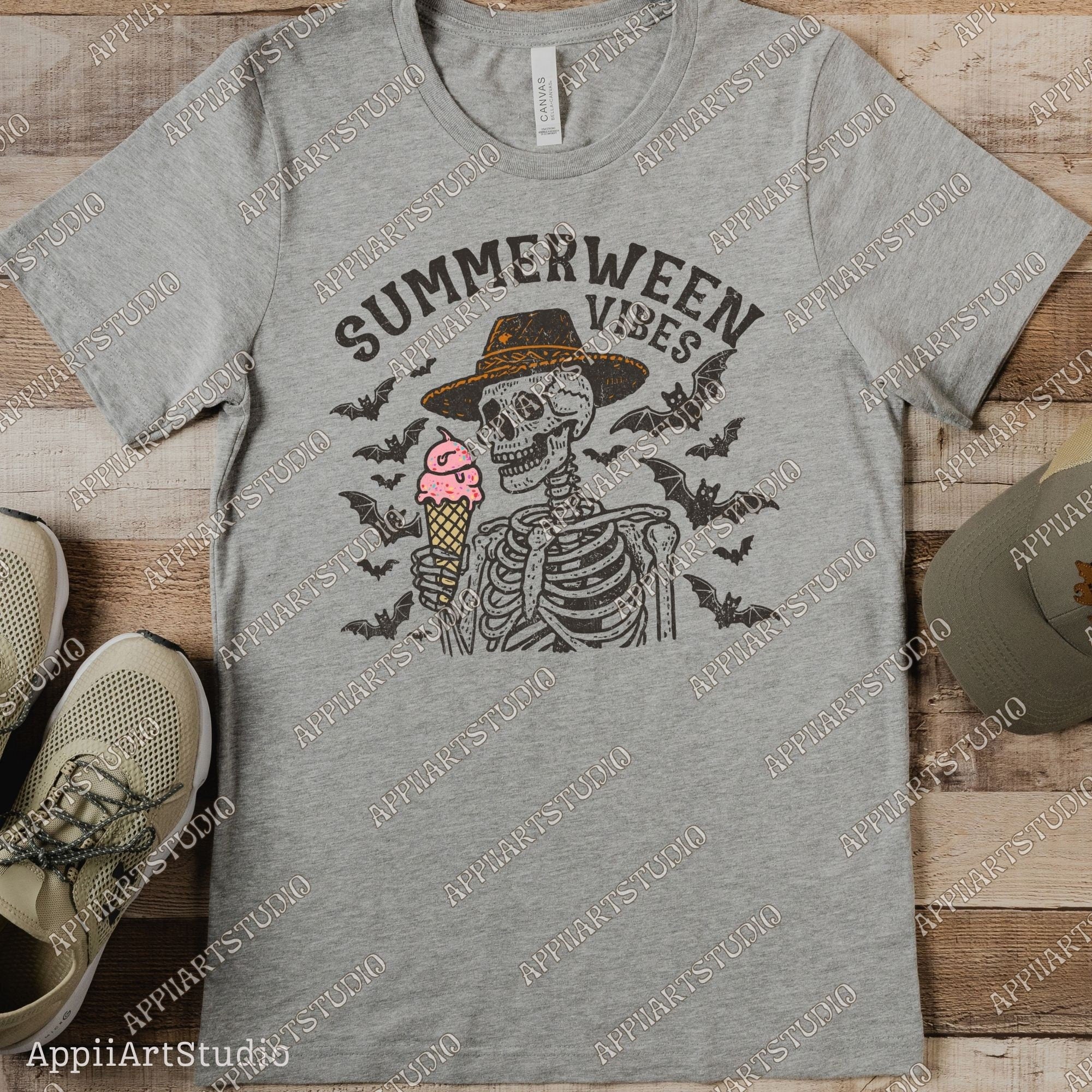 Summerween Vibes Png, Skeleton with icecream Png, Spooky Summer Png, Summer Vibes Skeleton, Funny Skeleton Beach Png, summertime western png