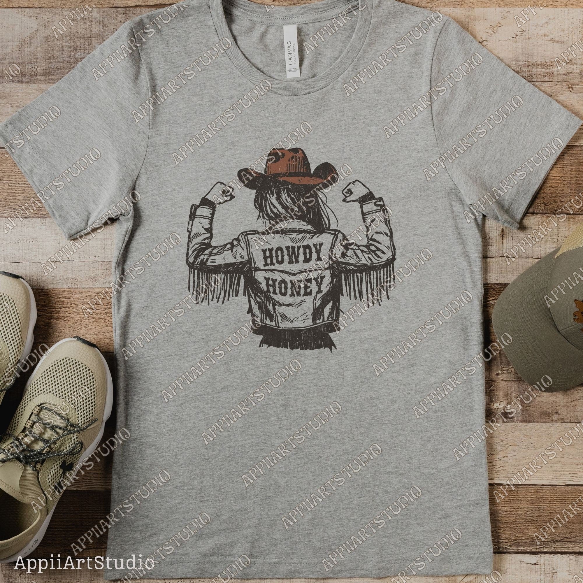 Western Cowgirl Howdy Honey Png, Rustic Cowgirl png, Vintage Fringe Jacket PNG, Western PNG, Vintage Style PNG, Southern Western Design Png