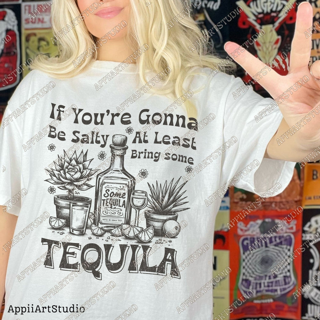 Funny Summer PNG If You're Gonna Be Salty At Least Bring The Tequila Png Summer vibe Png Adult Humor Png Retro Western Summer SUBLIMATION