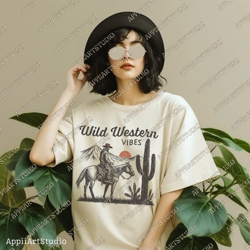 Wild Western Vibes Png, Western Cowboy Design PNG, Western PNG, Vintage Style PNG, Western Design, Desert Western Png, Sublimation Design