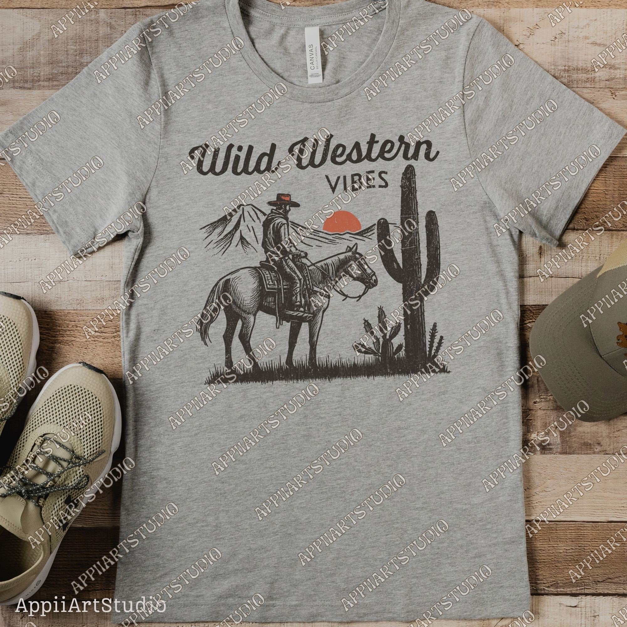 Wild Western Vibes Png, Western Cowboy Design PNG, Western PNG, Vintage Style PNG, Western Design, Desert Western Png, Sublimation Design