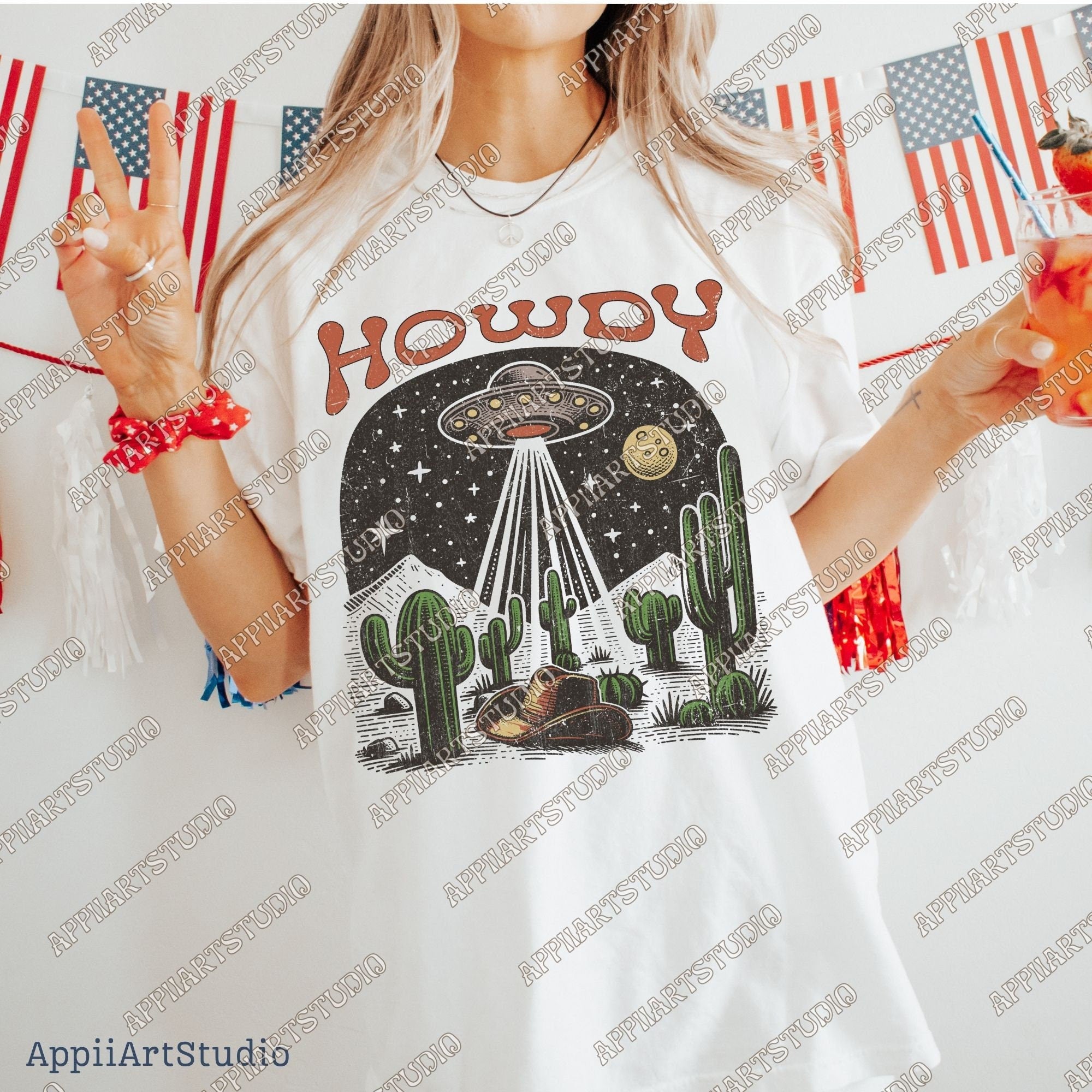 Howdy png, Western Png, Western UFO Png, Cowgirl Png, Sublimation Png, Instant Download, Western Sublimation Download, Rodeo Cowboy Png
