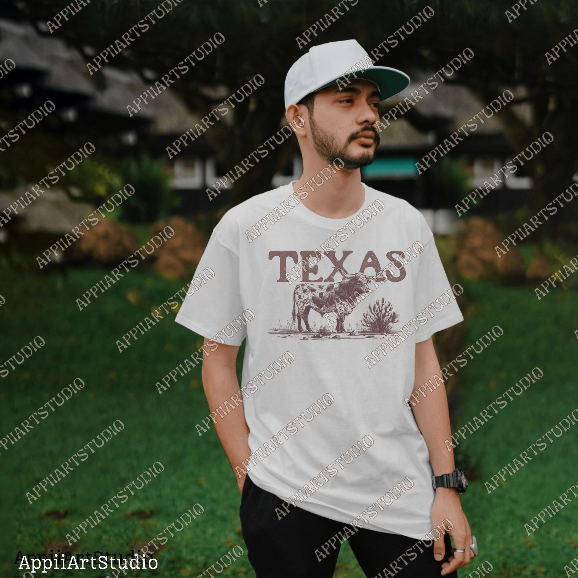 Texas Longhorn T-Shirt Design, Rustic Western PNG, Western Shirt Design PNG, Western PNG,Vintage Style Png,Western Design,Desert Western Png