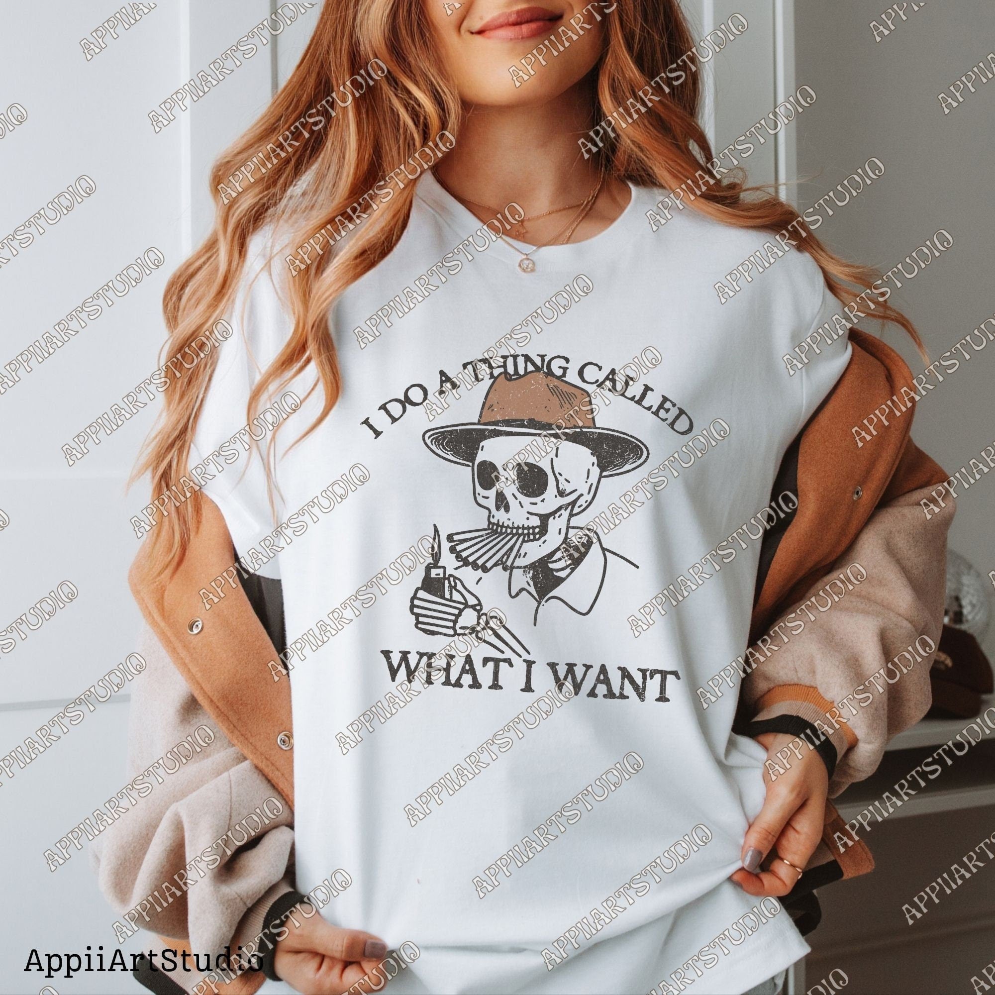 I Do A Thing Called What I Want, Western Cowboy Skull Smoking Design PNG, Western PNG, Vintage Style PNG, Western Design, Desert Western Png