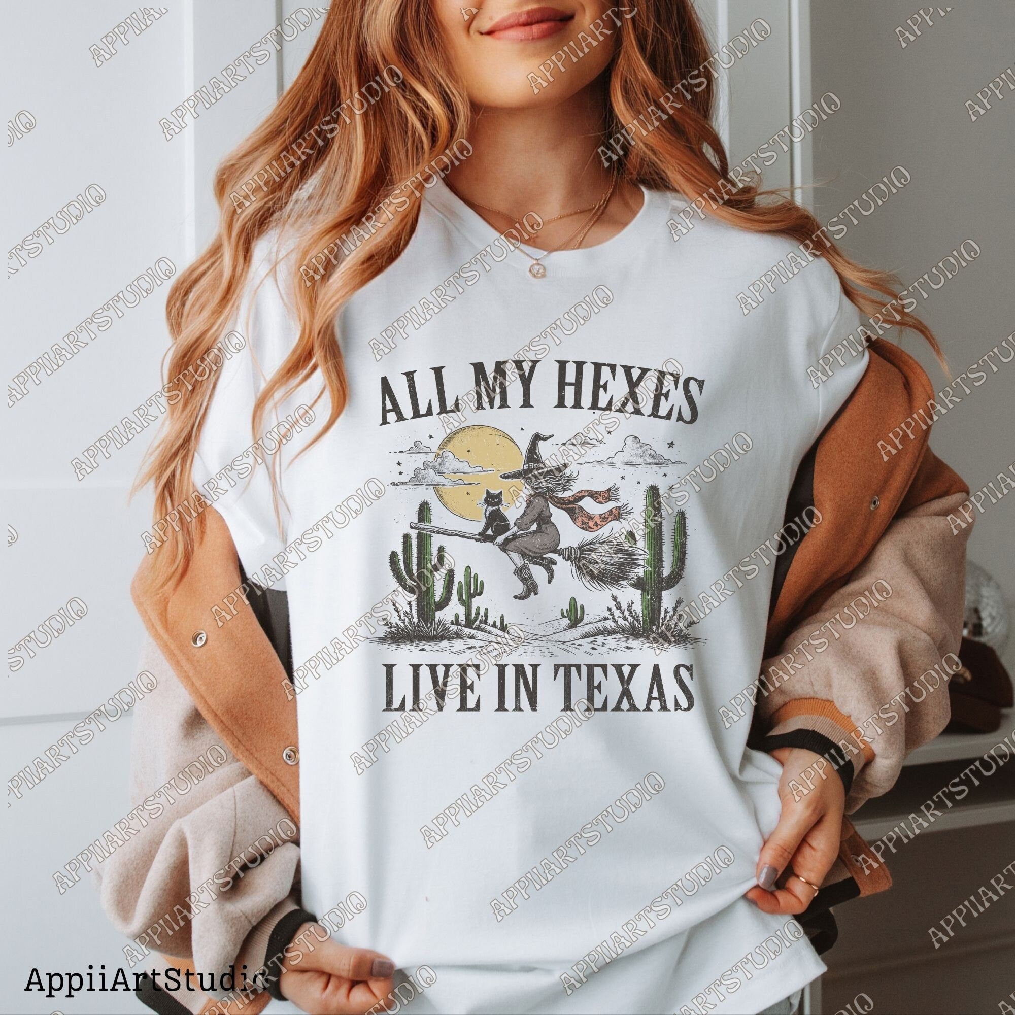All My Hexes Live In Texas Western Witch Halloween | Western Halloween PNGSublimations, Designs Downloads, Sublimation Download, hand drawn