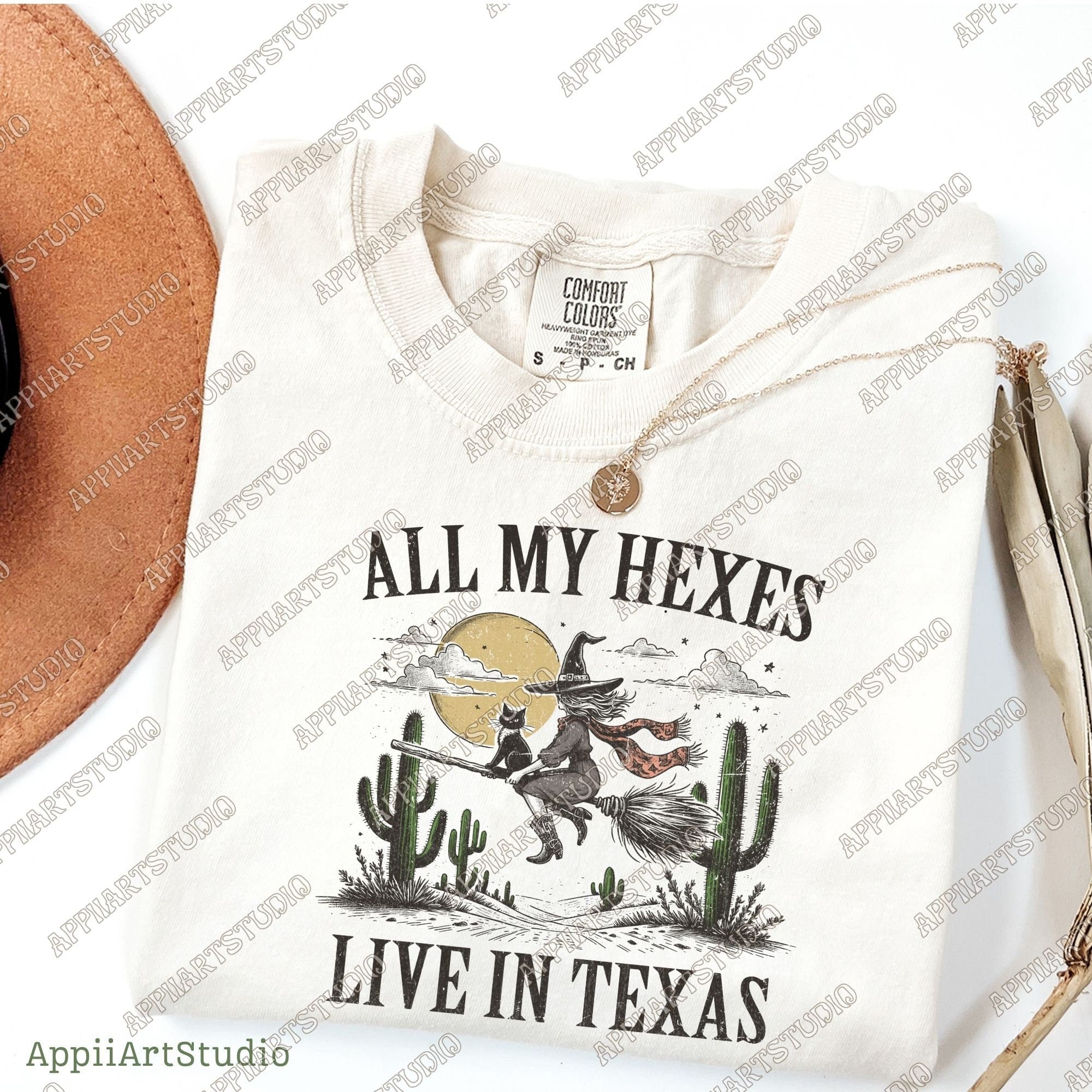 All My Hexes Live In Texas Western Witch Halloween | Western Halloween PNGSublimations, Designs Downloads, Sublimation Download, hand drawn