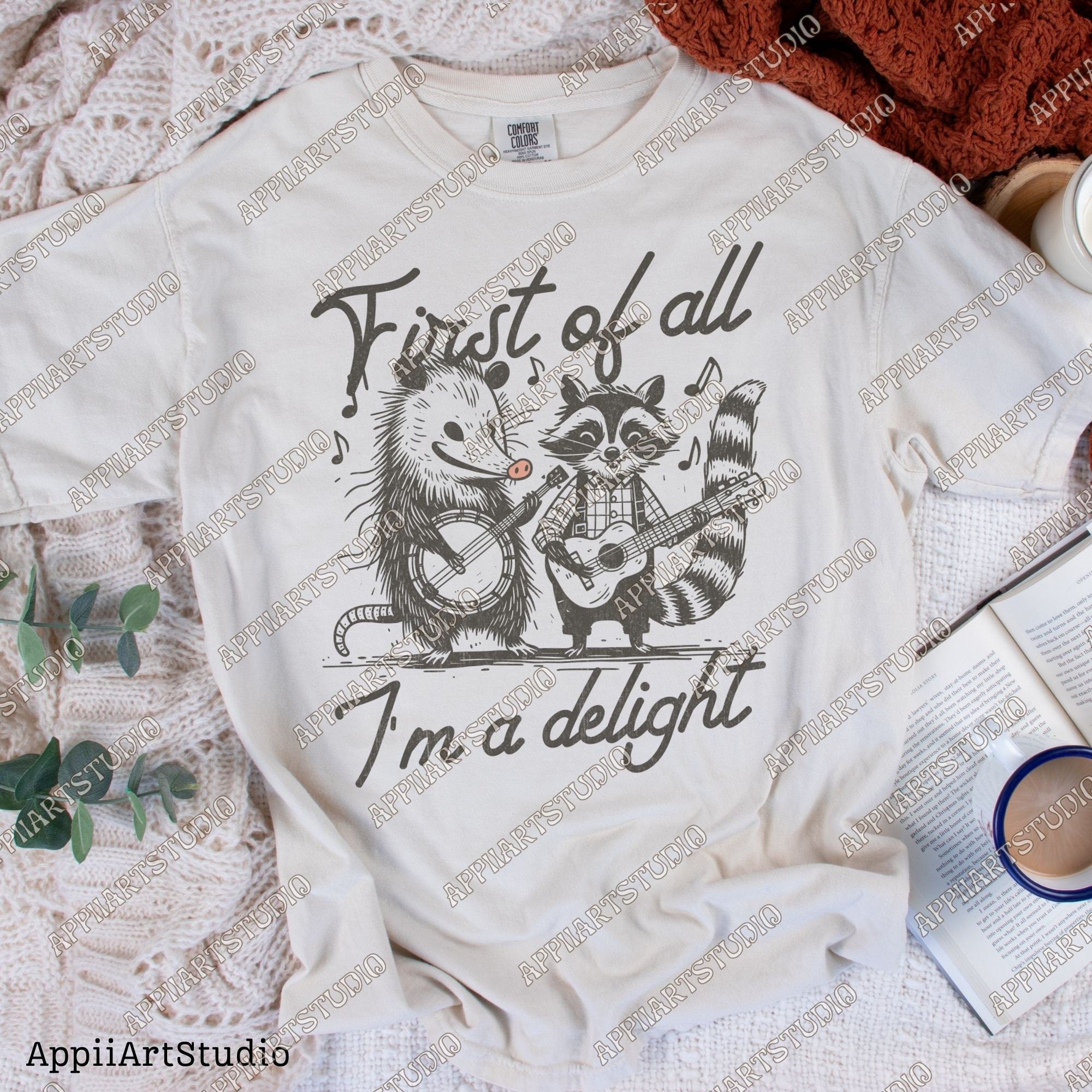 First of All I'm a Delight Sarcastic PNG Files, Cute Anime Funny Possum/Opossum, opossum lovers, Angry Possum graphics, Vintage Shirt Retro