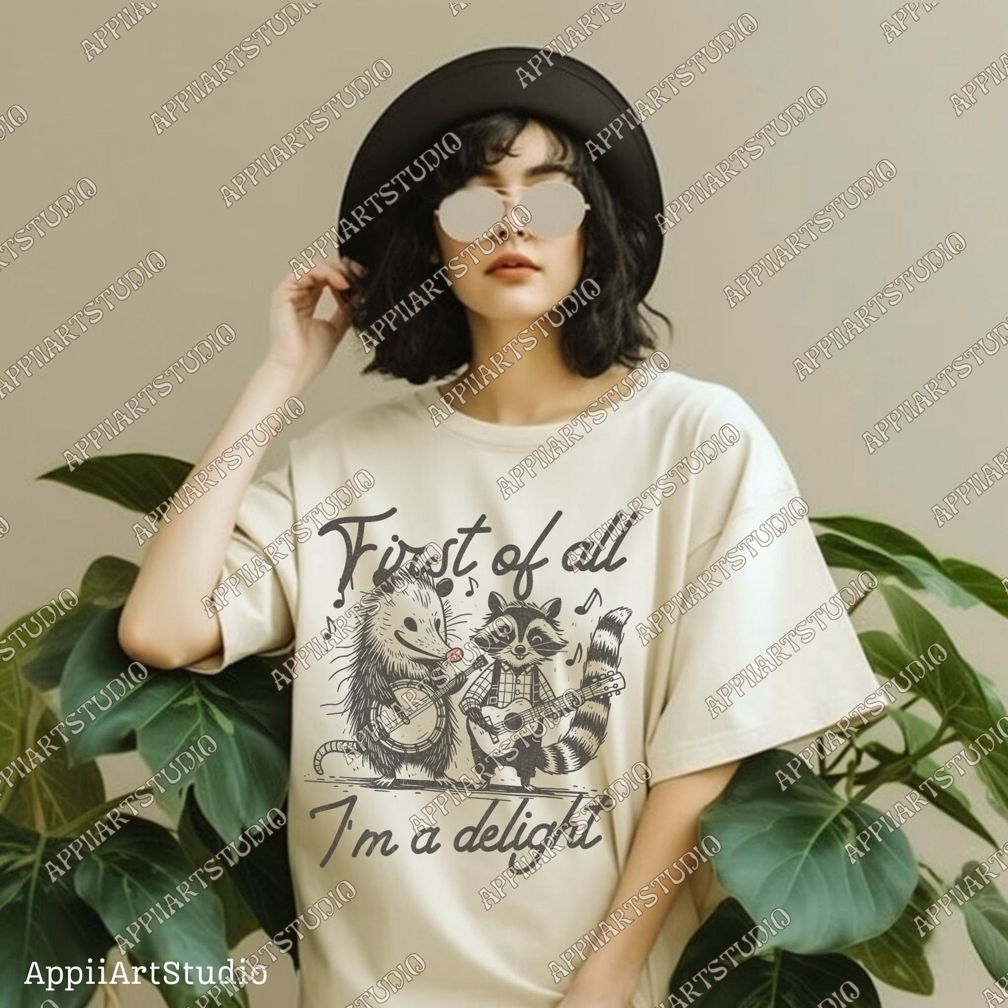 First of All I'm a Delight Sarcastic PNG Files, Cute Anime Funny Possum/Opossum, opossum lovers, Angry Possum graphics, Vintage Shirt Retro