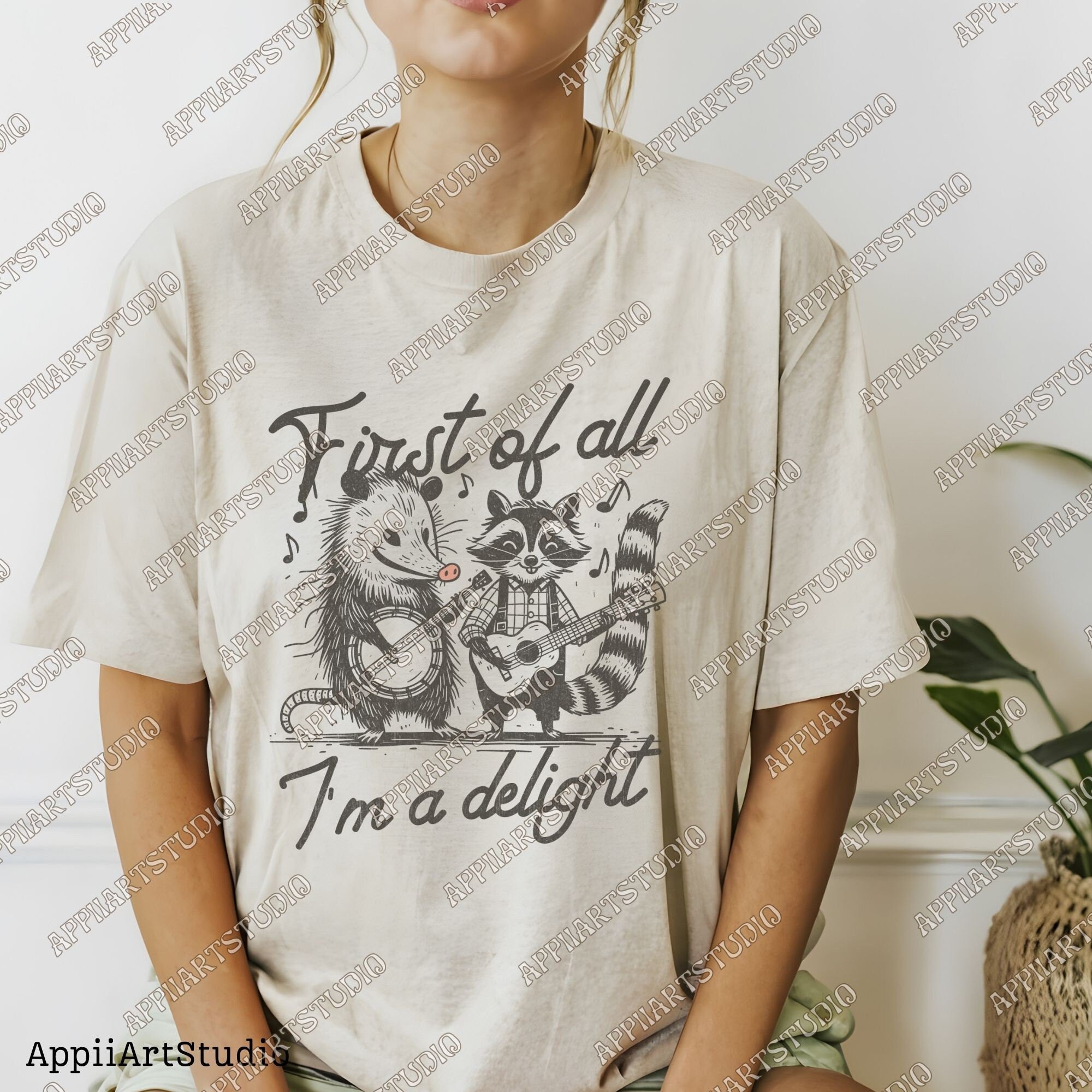First of All I'm a Delight Sarcastic PNG Files, Cute Anime Funny Possum/Opossum, opossum lovers, Angry Possum graphics, Vintage Shirt Retro