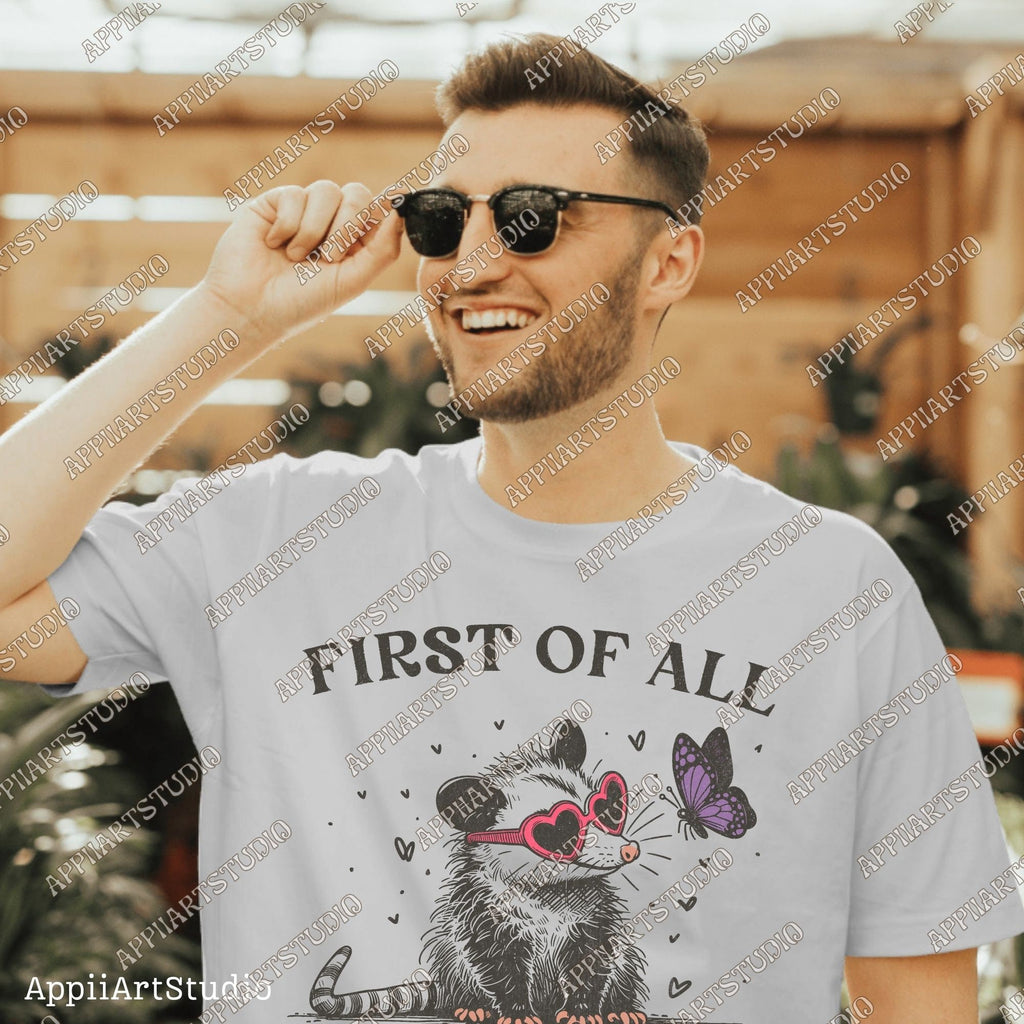First of All I'm a Delight Sarcastic PNG Files, Cute Anime Funny Possum/Opossum, opossum lovers, Angry Possum graphics, Vintage Shirt Retro