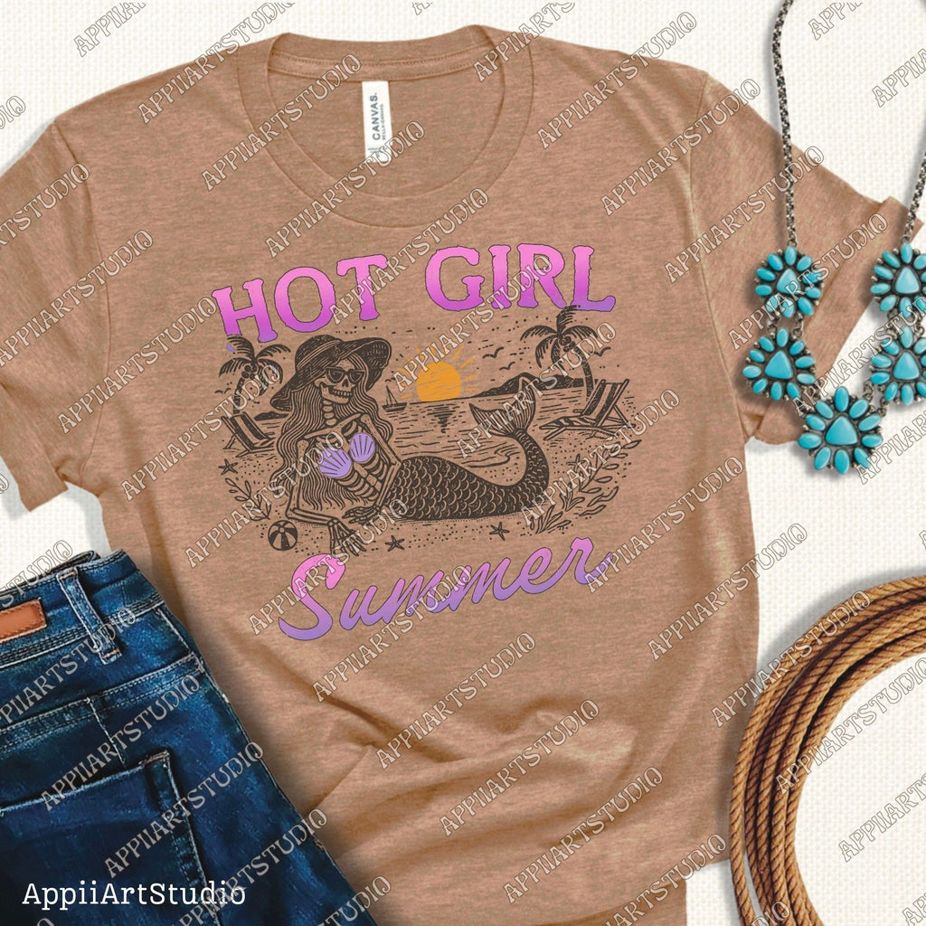 Hot Girl Summer PNG Funny Summer Skeleton mermaid Skeleton Sublimation Design Summer Vacation Png Trendy Shirt Design summertime western png