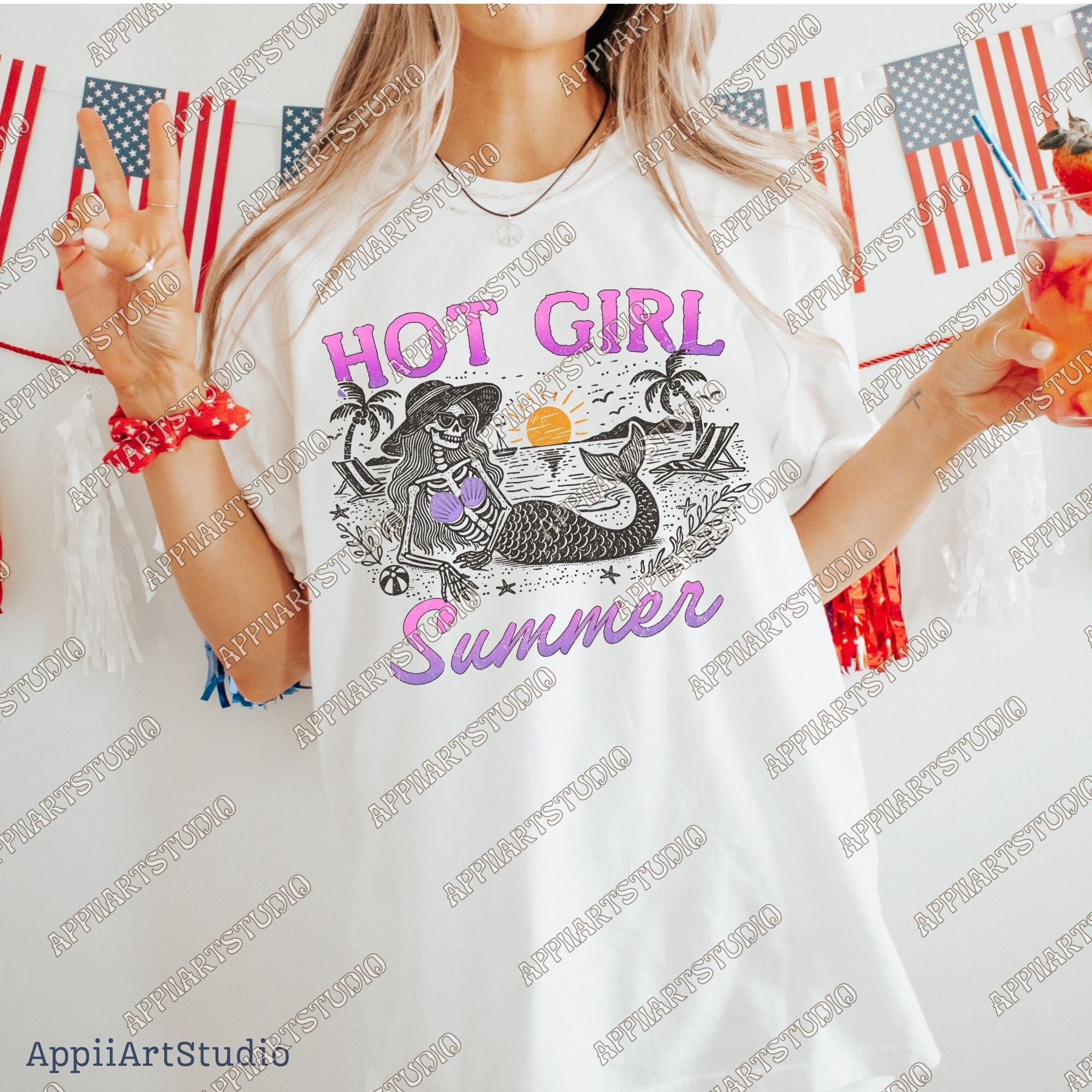 Hot Girl Summer PNG Funny Summer Skeleton mermaid Skeleton Sublimation Design Summer Vacation Png Trendy Shirt Design summertime western png