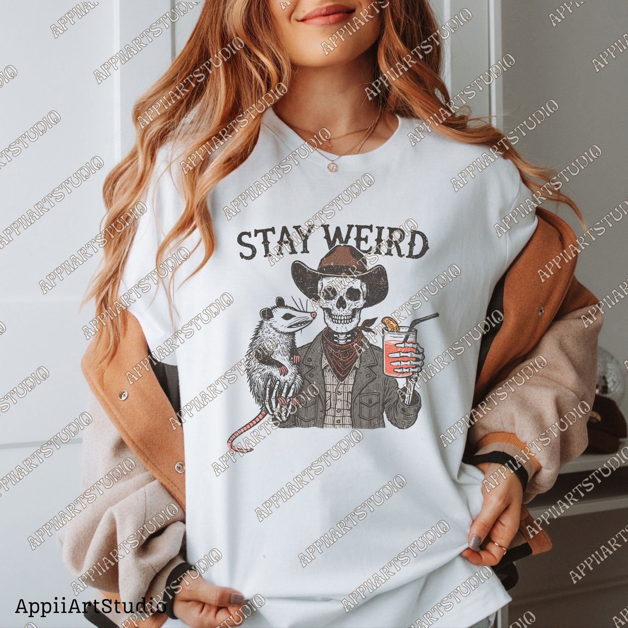 Stay Weird PNG Files, Funny Skeleton and drink Png, Cute Anime Funny Possum/Opossum, opossum lovers, Sarcastic Funny png, Digital Download