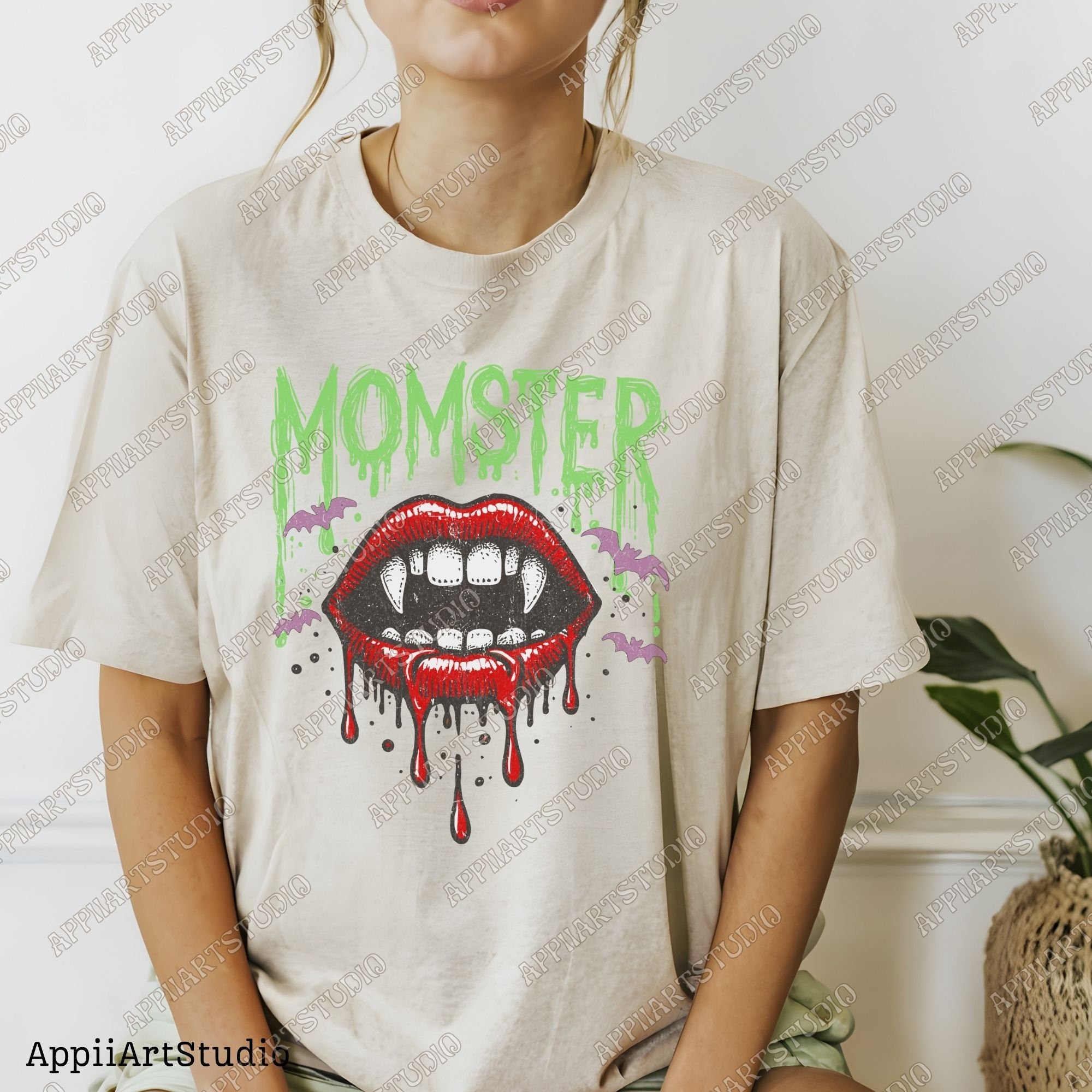Momster Vampire Sexy Lips and Fangs Halloween Transparence Png Halloween For Womene Digital Download for DTG Printing DTF Sublimation,