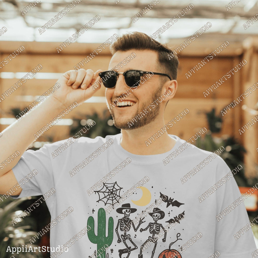 Have a Spooky Day Y'all Skeleton Cowboy PNG, Western Halloween PNG, Western Ghost PNG, Cute Halloween Design,Retro Halloween,Sublimation Png