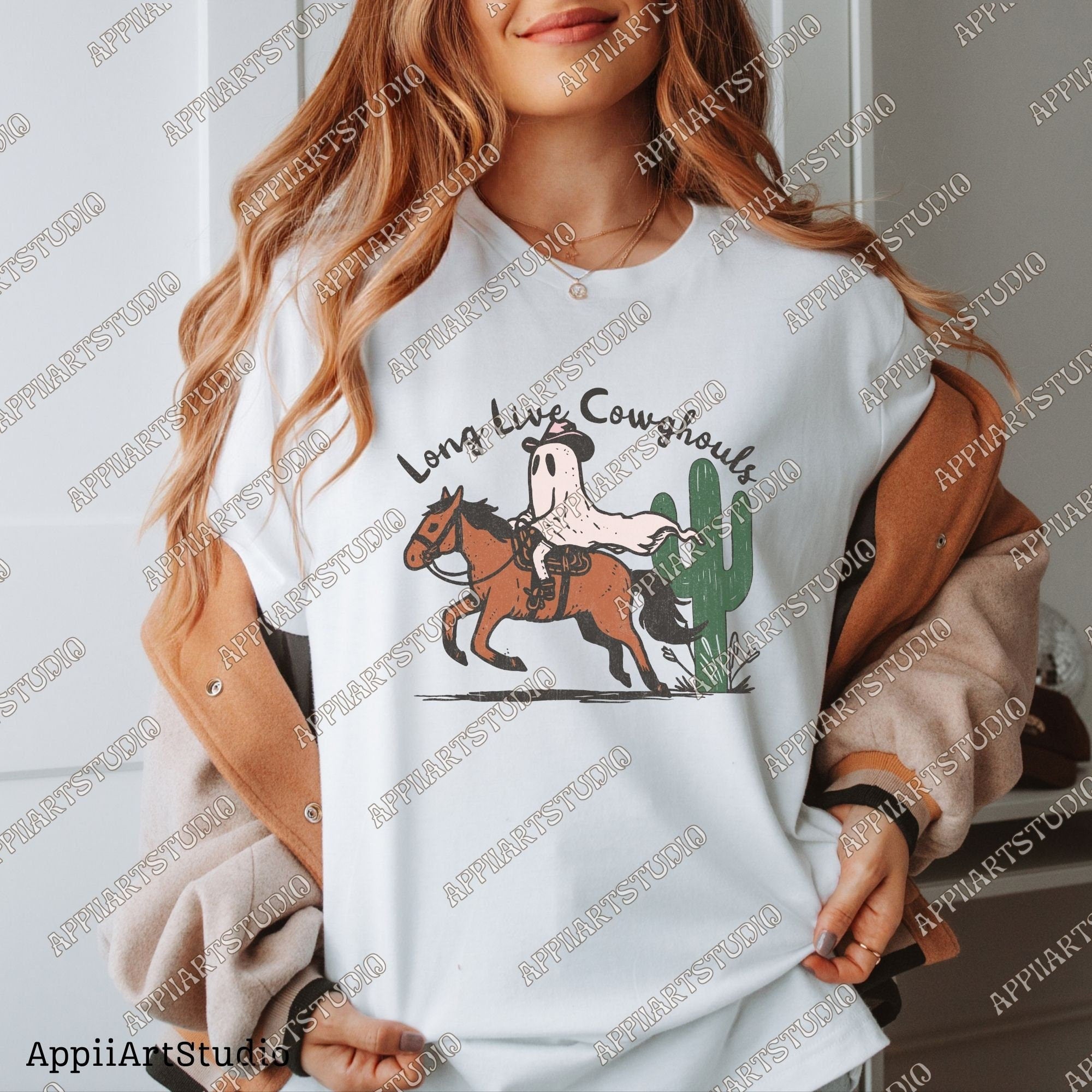 Long Live Cowghouls PNG, Western Halloween PNG, Western Ghost PNG, Cute Halloween Design, Retro Halloween, Shirt Design Png, Sublimation Png