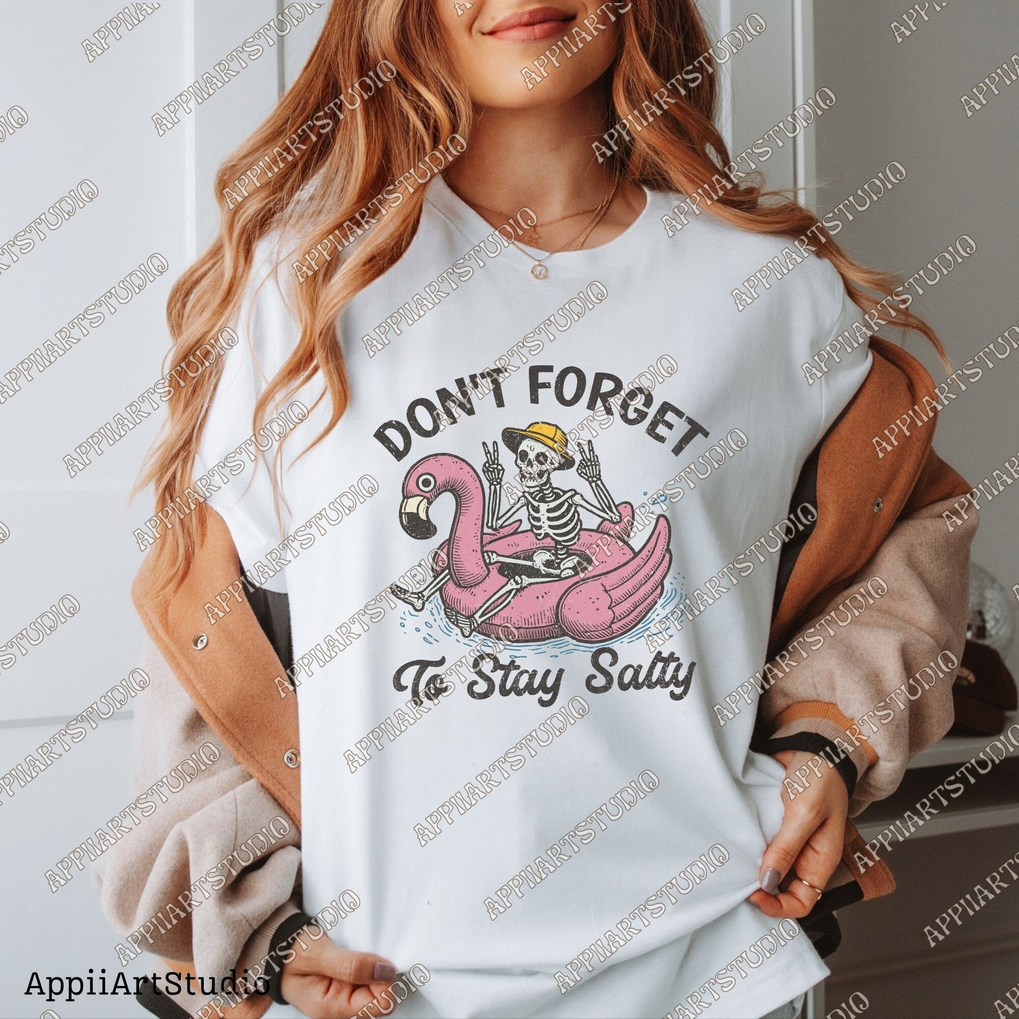 Don't Forget To Stay Salty Png, Salty Skeleton Png, Stay Salty Png, Beach Shirt, Funny Skeleton Beach Png, summertime western png