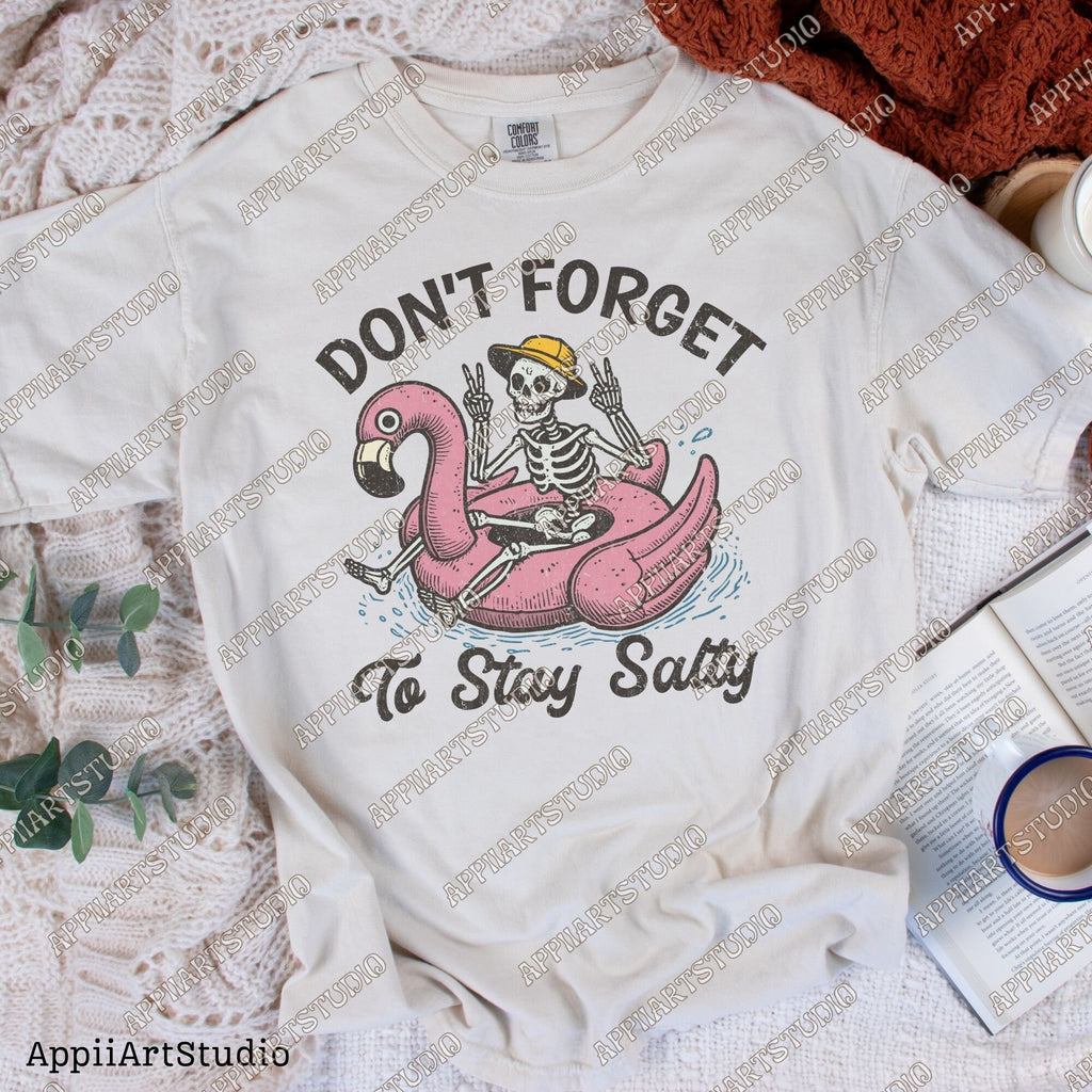 Don't Forget To Stay Salty Png, Salty Skeleton Png, Stay Salty Png, Beach Shirt, Funny Skeleton Beach Png, summertime western png