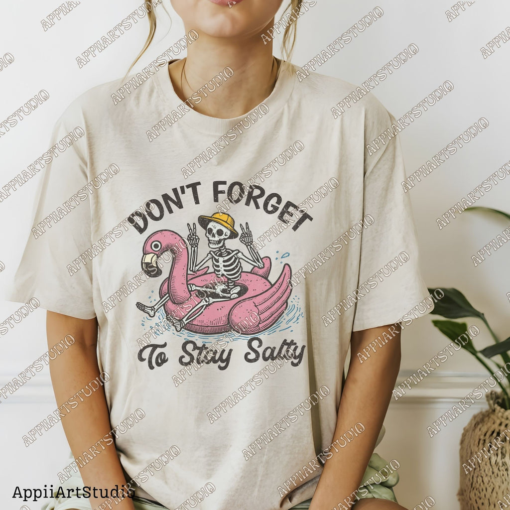 Don't Forget To Stay Salty Png, Salty Skeleton Png, Stay Salty Png, Beach Shirt, Funny Skeleton Beach Png, summertime western png