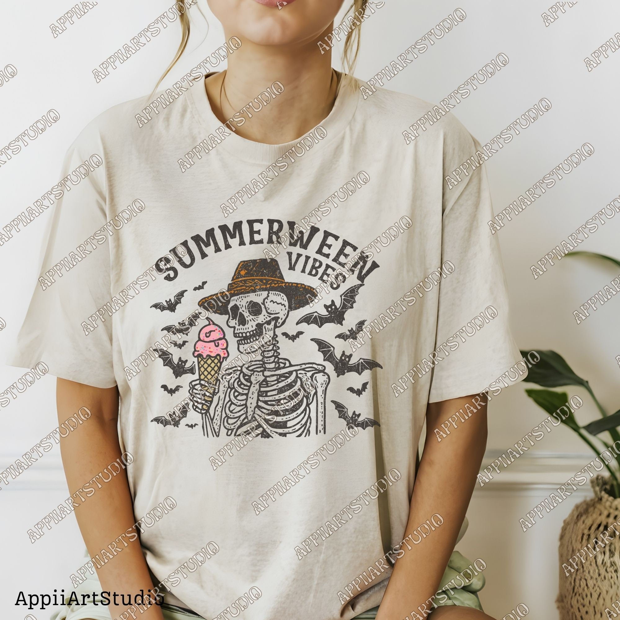 Summerween Vibes Png, Skeleton with icecream Png, Spooky Summer Png, Summer Vibes Skeleton, Funny Skeleton Beach Png, summertime western png