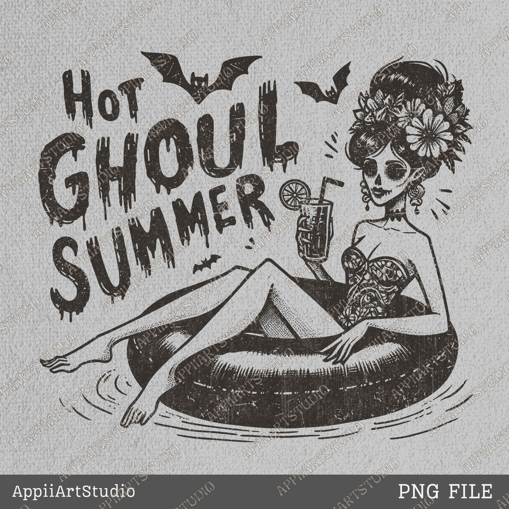Hot Ghoul Summer, goth girl, summer halloween, Summer png, Trendy Summer Png, Beach png,Beach vibes png,Aesthetic Summer,Funny Sarcastic png