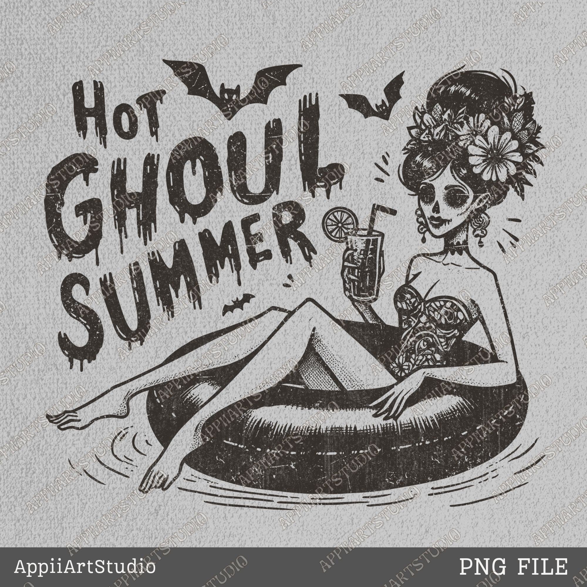 Hot Ghoul Summer, goth girl, summer halloween, Summer png, Trendy Summer Png, Beach png,Beach vibes png,Aesthetic Summer,Funny Sarcastic png