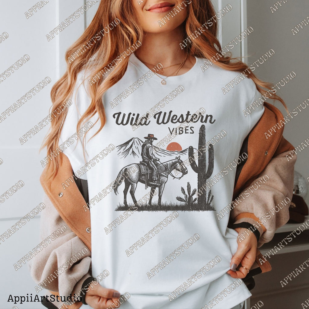 Wild Western Vibes Png, Western Cowboy Design PNG, Western PNG, Vintage Style PNG, Western Design, Desert Western Png, Sublimation Design