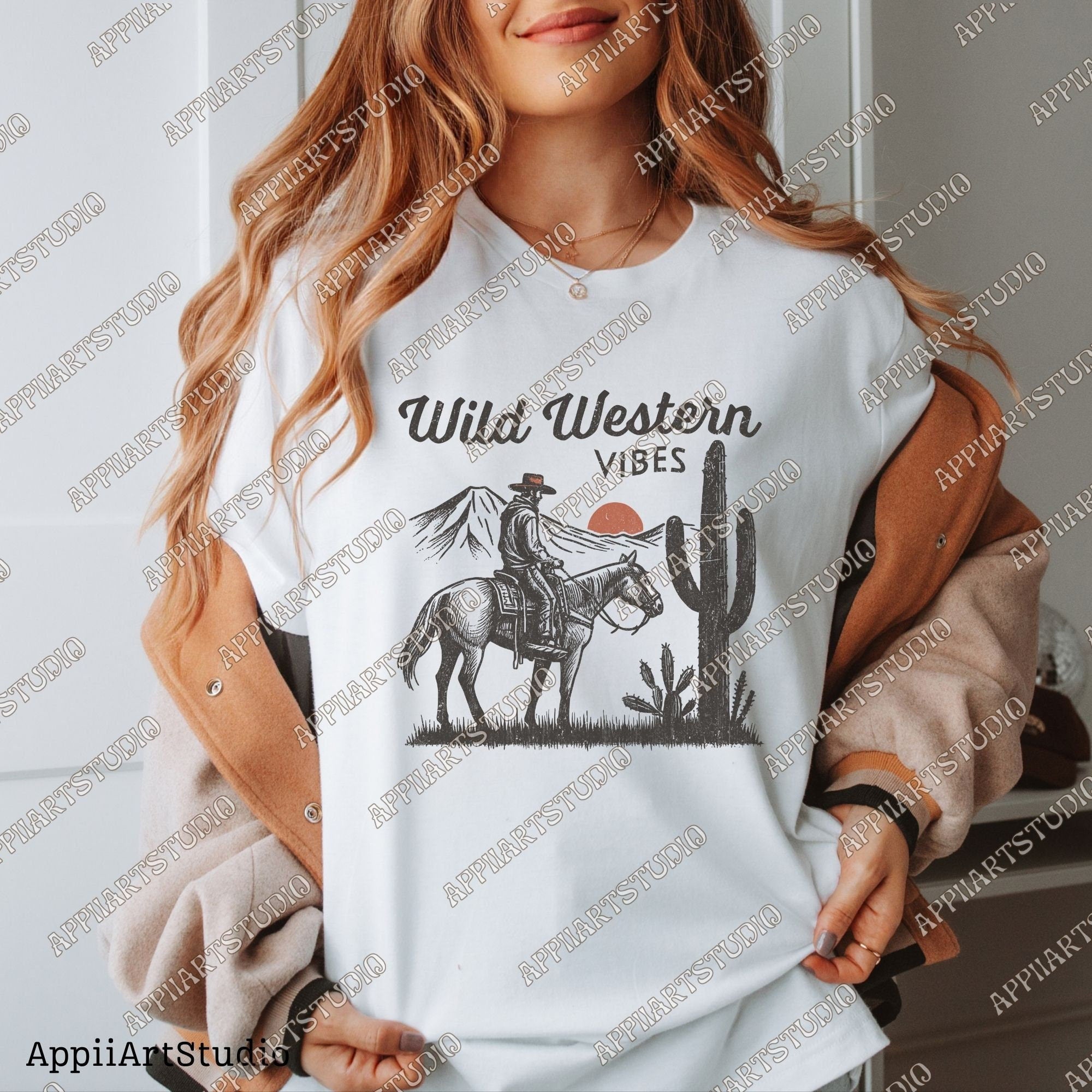Wild Western Vibes Png, Western Cowboy Design PNG, Western PNG, Vintage Style PNG, Western Design, Desert Western Png, Sublimation Design