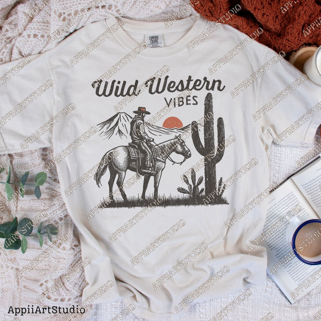 Wild Western Vibes Png, Western Cowboy Design PNG, Western PNG, Vintage Style PNG, Western Design, Desert Western Png, Sublimation Design