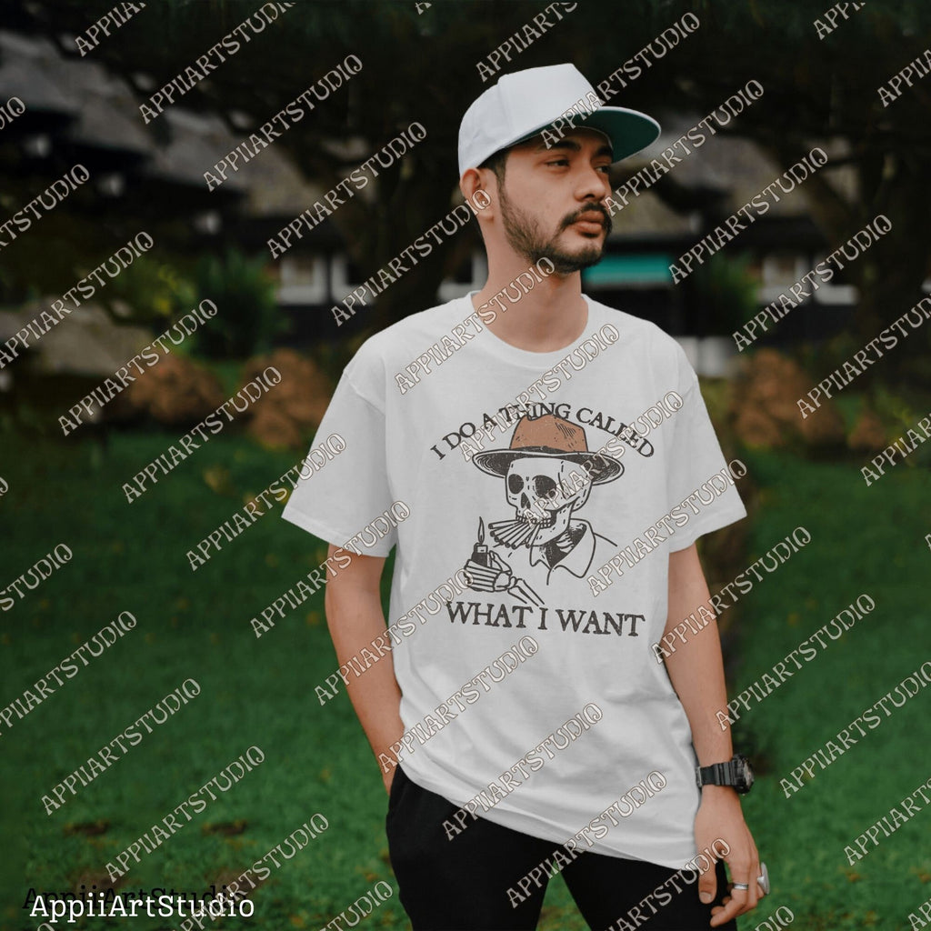 I Do A Thing Called What I Want, Western Cowboy Skull Smoking Design PNG, Western PNG, Vintage Style PNG, Western Design, Desert Western Png