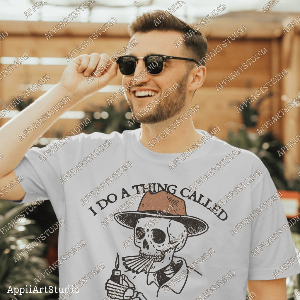 I Do A Thing Called What I Want, Western Cowboy Skull Smoking Design PNG, Western PNG, Vintage Style PNG, Western Design, Desert Western Png