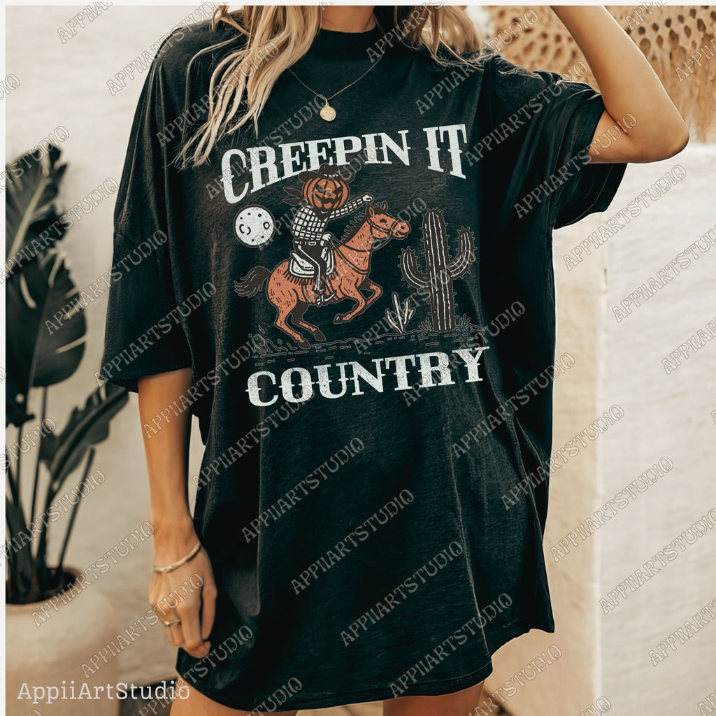 Creepin It Country Western png Halloween Horror png, Spooky Season png Western PNG Spooky Png Halloween Pumpkin Png Fall Png Sublime Design
