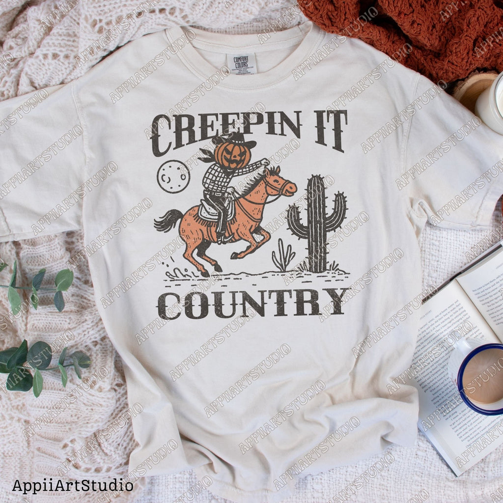 Creepin It Country Western png Halloween Horror png, Spooky Season png Western PNG Spooky Png Halloween Pumpkin Png Fall Png Sublime Design