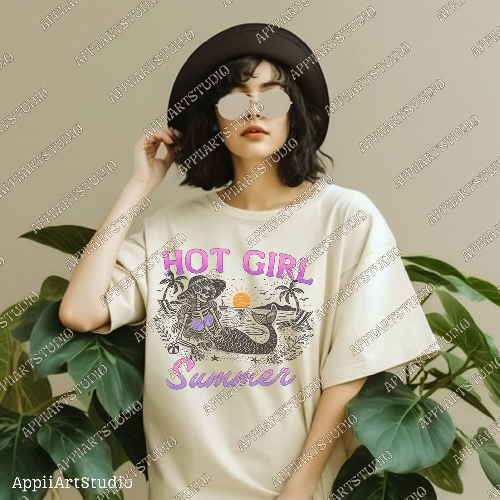 Hot Girl Summer PNG Funny Summer Skeleton mermaid Skeleton Sublimation Design Summer Vacation Png Trendy Shirt Design summertime western png