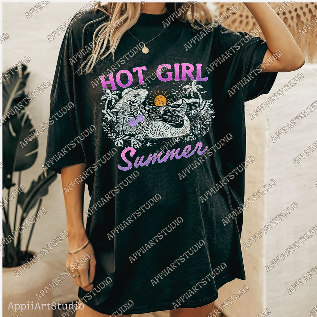 Hot Girl Summer PNG Funny Summer Skeleton mermaid Skeleton Sublimation Design Summer Vacation Png Trendy Shirt Design summertime western png