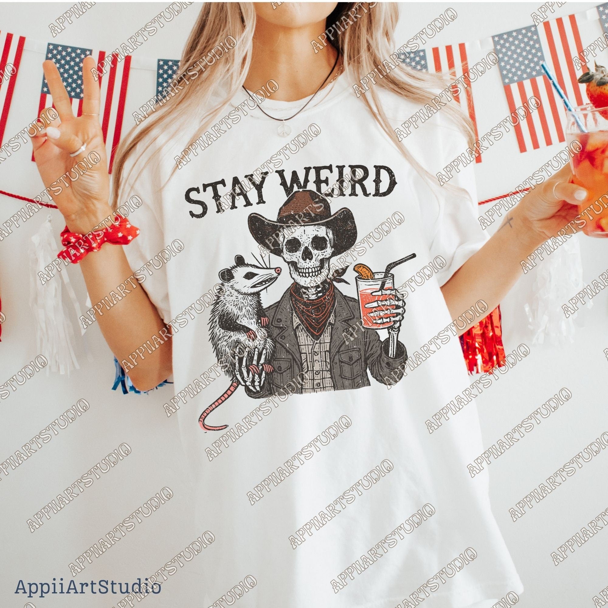 Stay Weird PNG Files, Funny Skeleton and drink Png, Cute Anime Funny Possum/Opossum, opossum lovers, Sarcastic Funny png, Digital Download