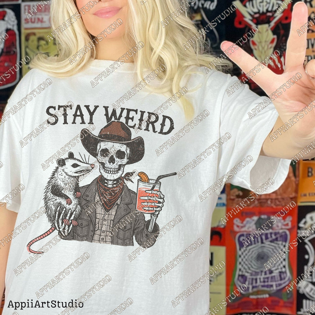 Stay Weird PNG Files, Funny Skeleton and drink Png, Cute Anime Funny Possum/Opossum, opossum lovers, Sarcastic Funny png, Digital Download