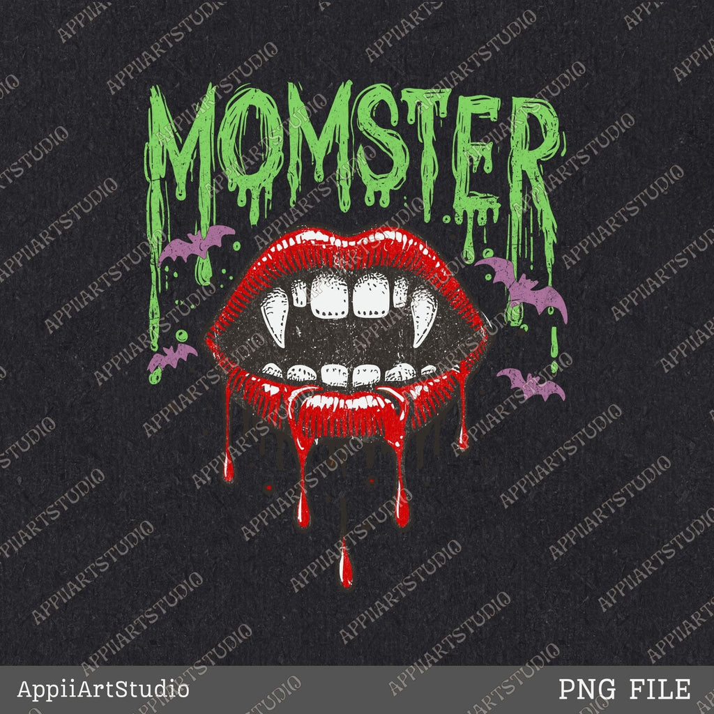 Momster Vampire Sexy Lips and Fangs Halloween Transparence Png Halloween For Womene Digital Download for DTG Printing DTF Sublimation,