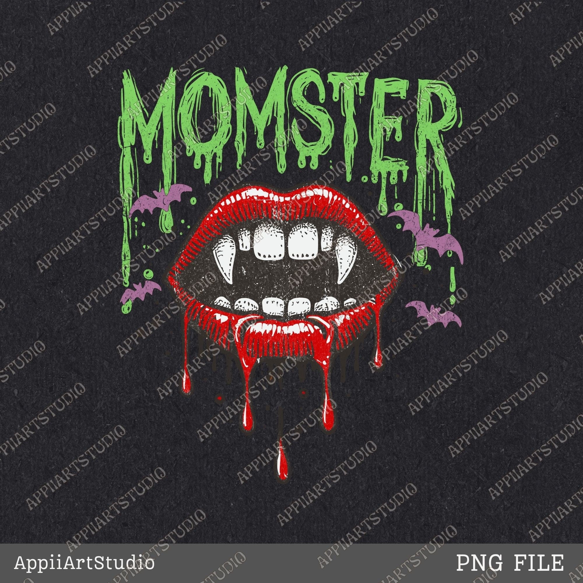 Momster Vampire Sexy Lips and Fangs Halloween Transparence Png Halloween For Womene Digital Download for DTG Printing DTF Sublimation,