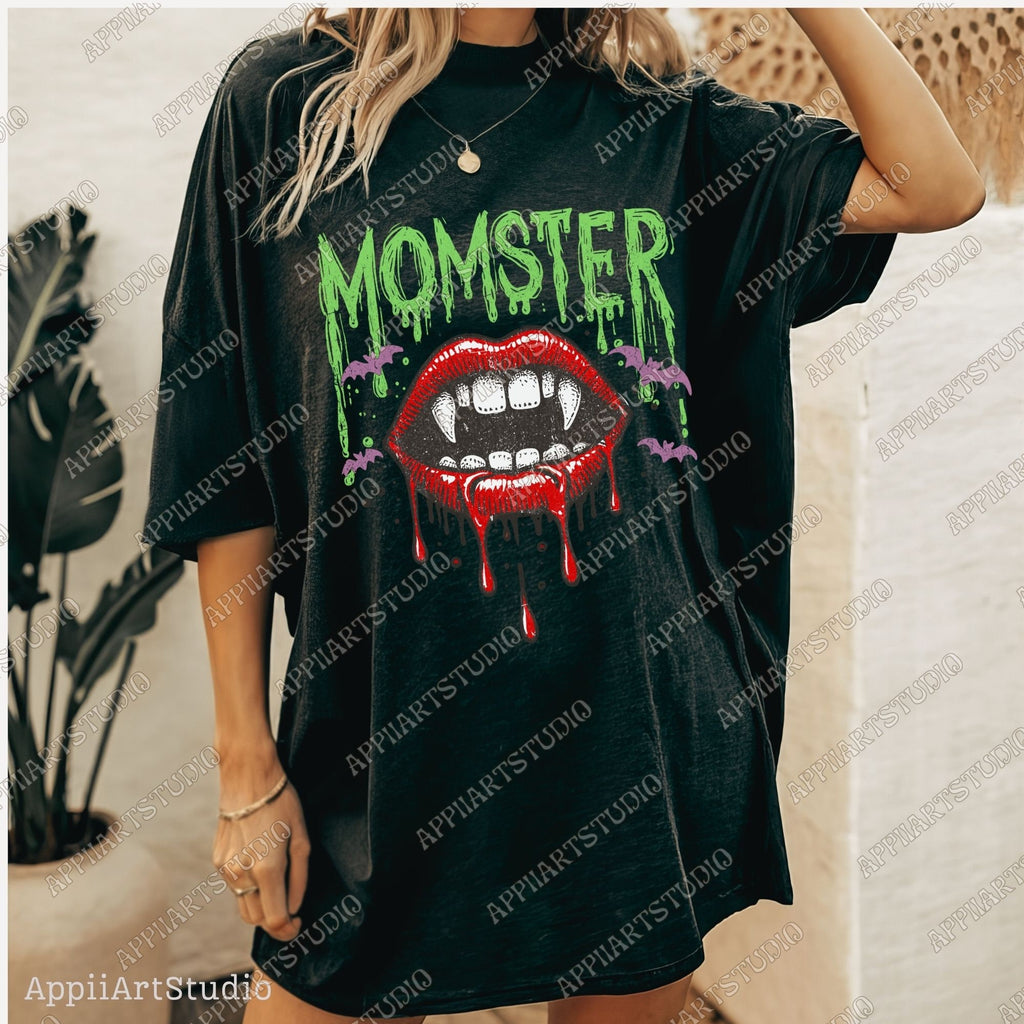 Momster Vampire Sexy Lips and Fangs Halloween Transparence Png Halloween For Womene Digital Download for DTG Printing DTF Sublimation,