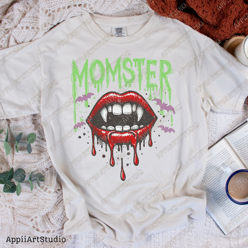 Momster Vampire Sexy Lips and Fangs Halloween Transparence Png Halloween For Womene Digital Download for DTG Printing DTF Sublimation,