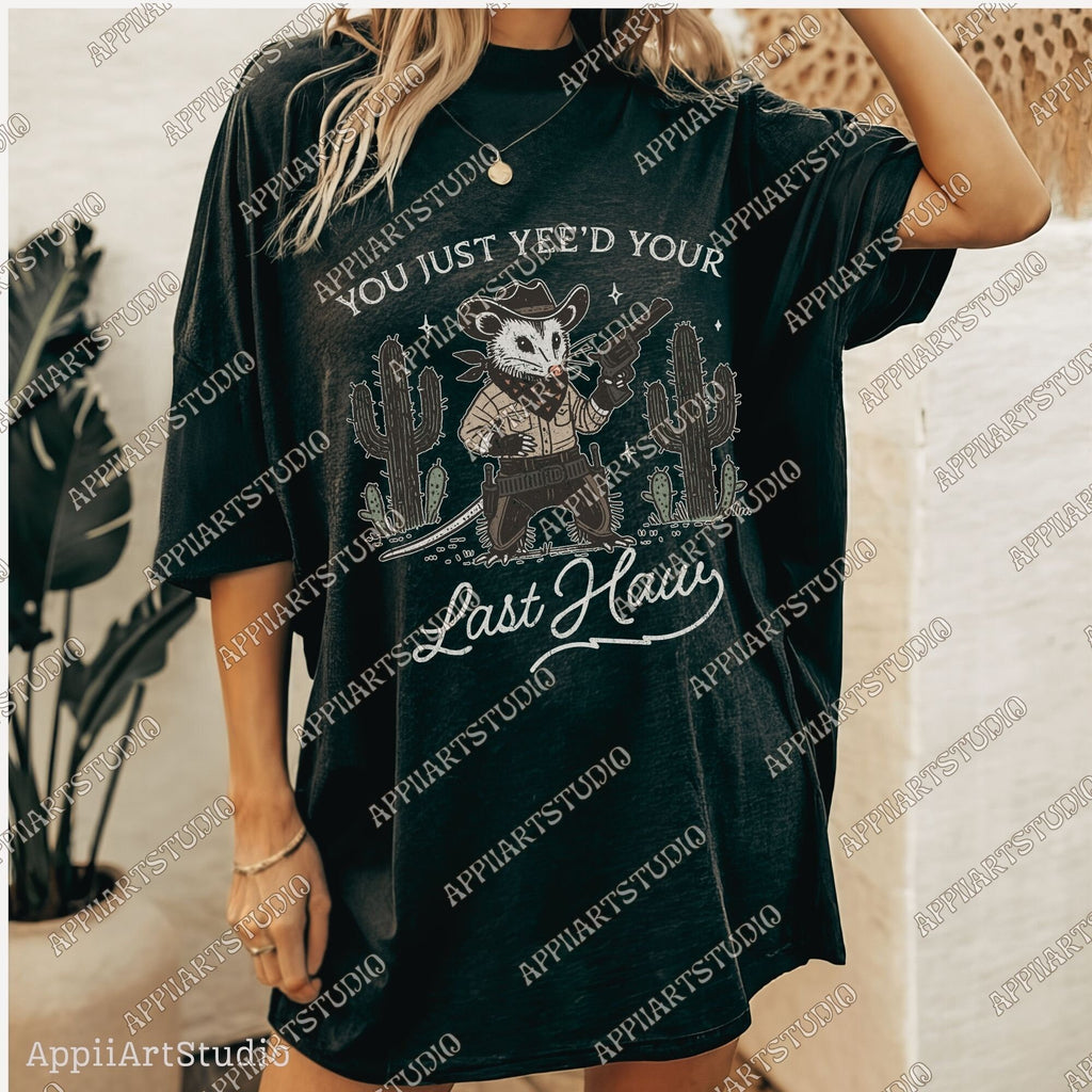 You Just Yeed Opossum Funnies With Gun Png Westerncowboy Vintage Deserts Sublime Design Png Downloadable Transparent Background Clipart Png