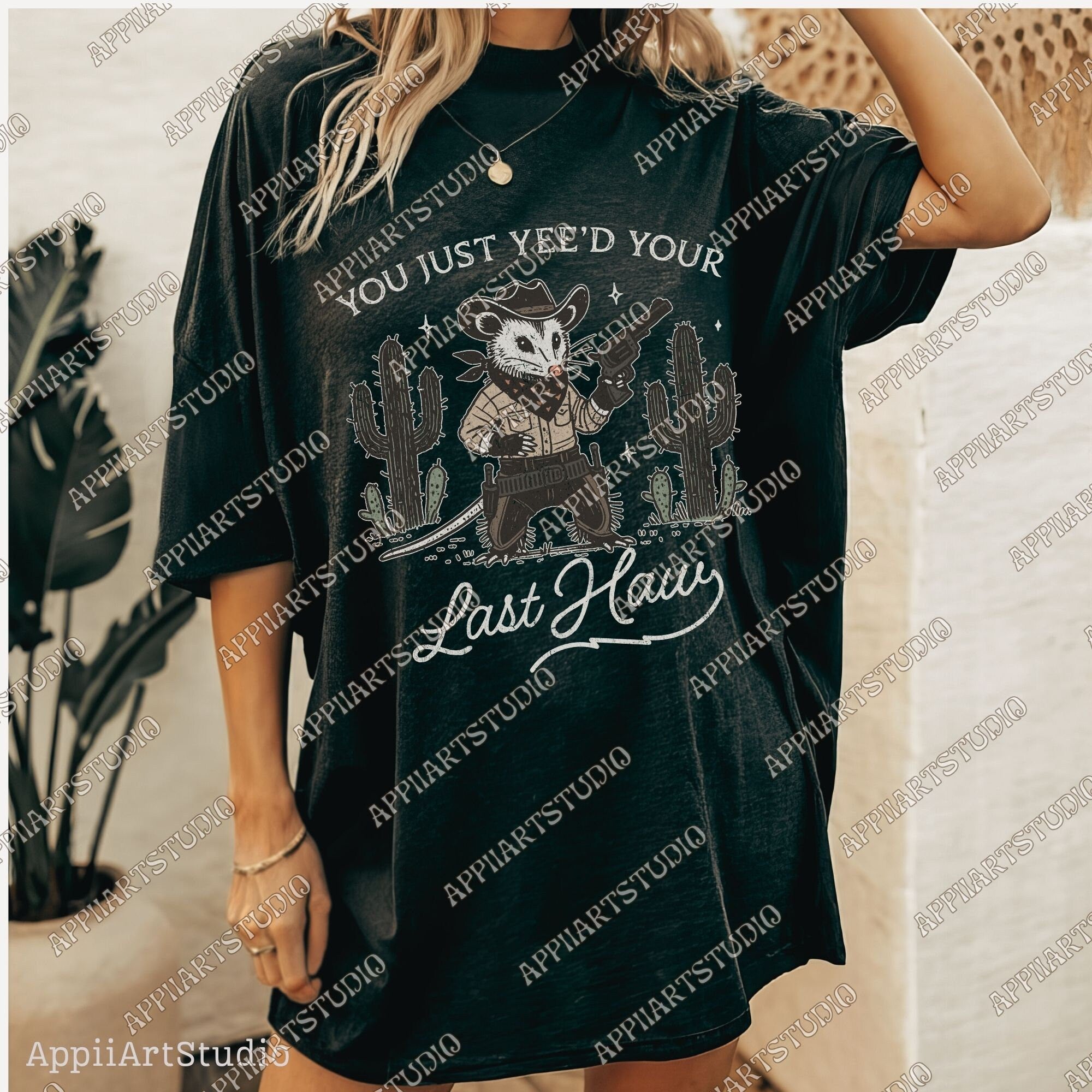 You Just Yeed Opossum Funnies With Gun Png Westerncowboy Vintage Deserts Sublime Design Png Downloadable Transparent Background Clipart Png